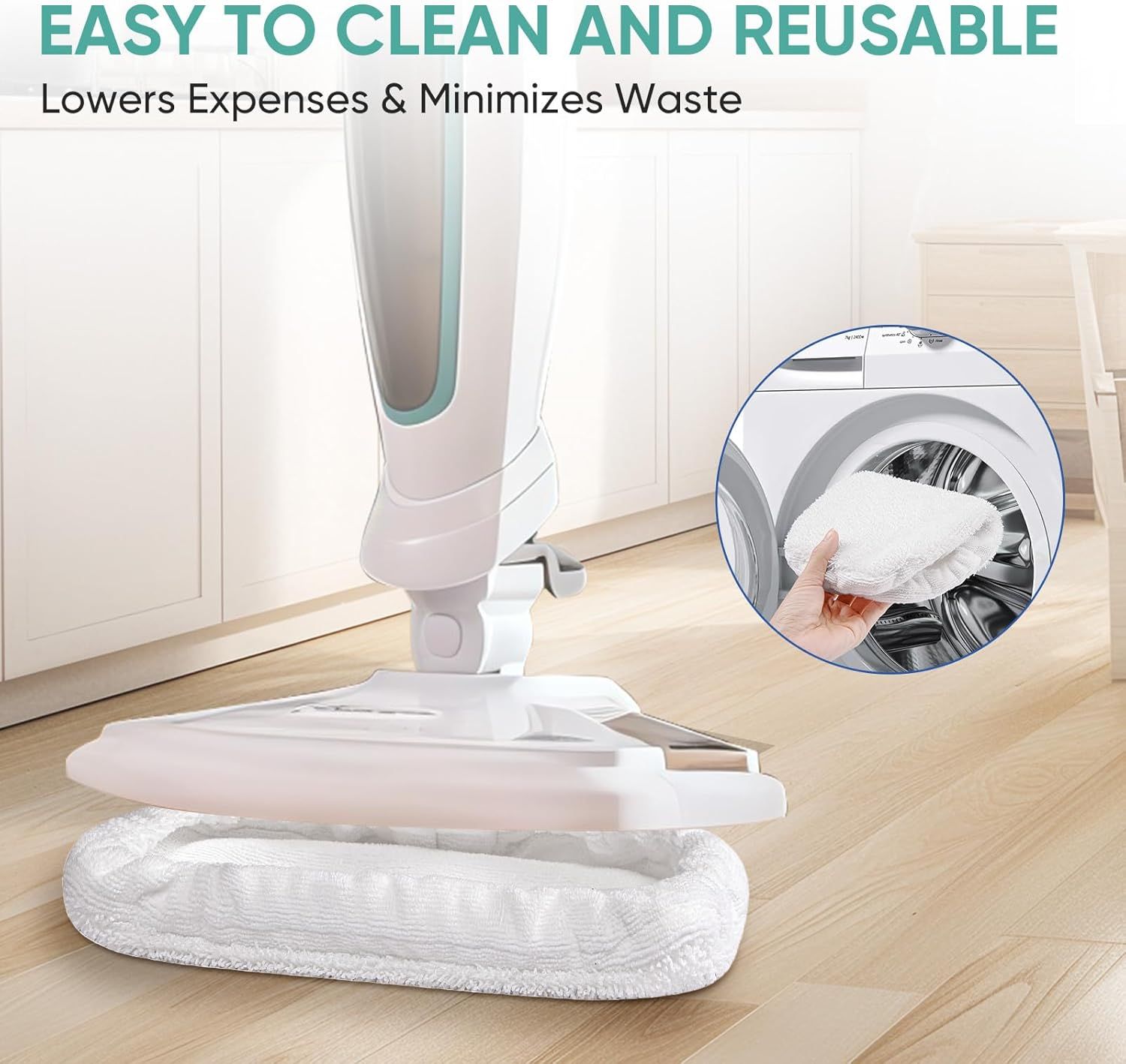 6 Pack SMP01 Microiber & Washable Steam Mop Pads Compatible with Kenmore SM2060 S200 Series loor Cleaning Steam Mop White
