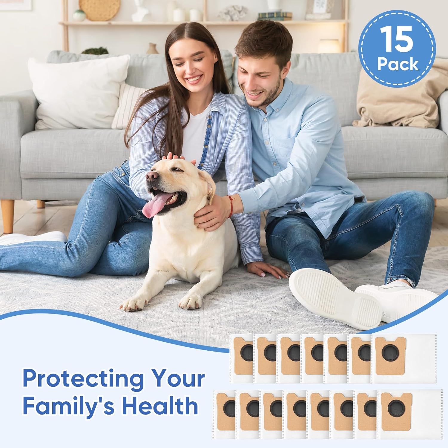 15 Pack Omni C20 Dust Bags or Euy C20 C10 Compatible with Euy Robot Vacuum Omni C20 C10, Vacuum Bags Large Capacity Accessories with 4-Layer Replacement Bags