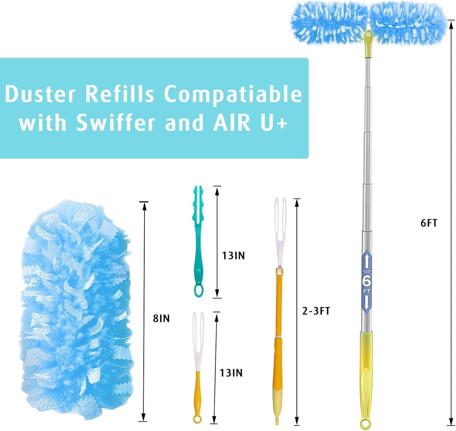 1 Handle with 30 Count Duster Reill or Swier Duster + 30 Count Dry Sweeping Pads Reill or Swier Sweep and Mop