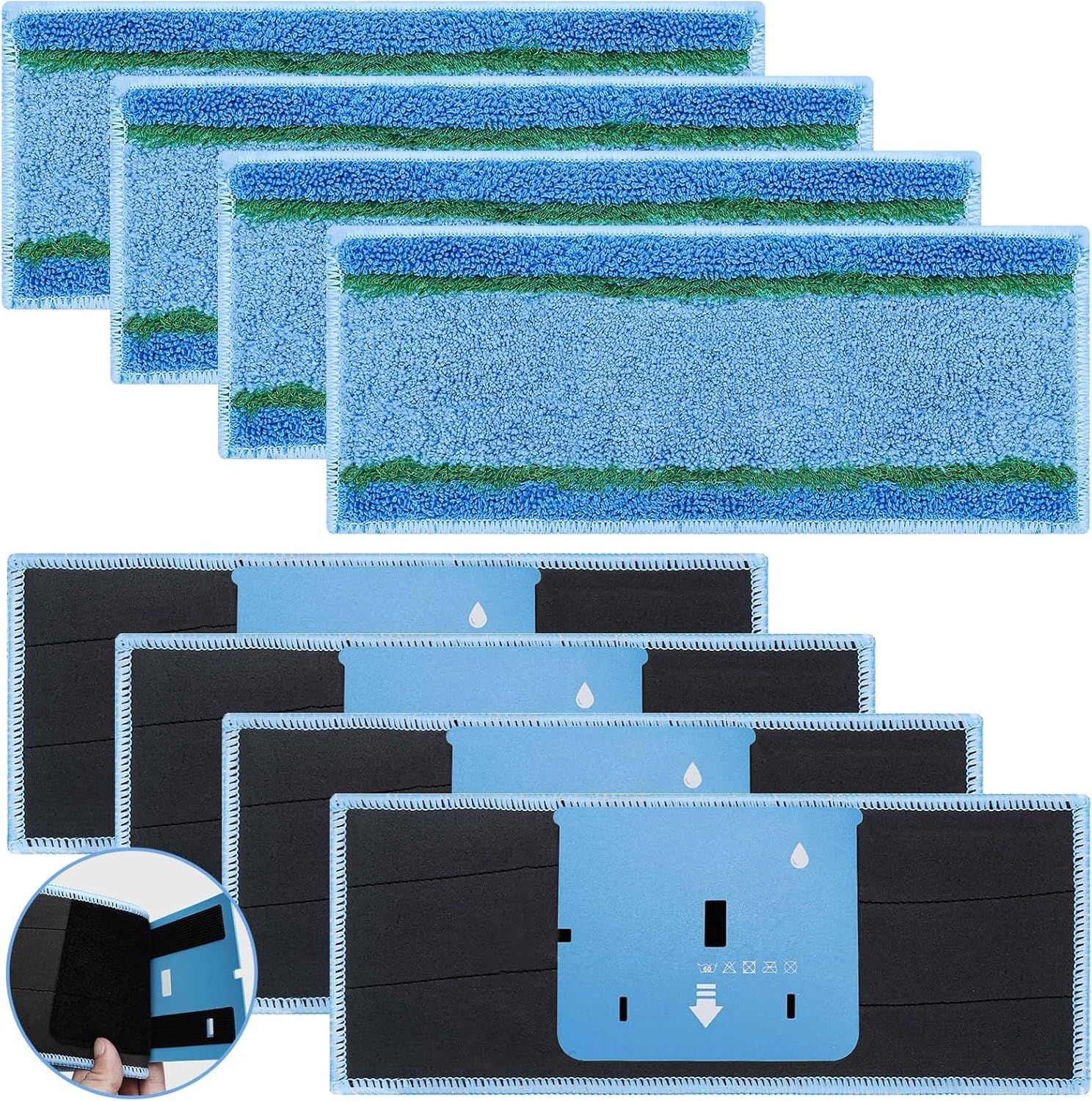 8 Pack Upgraded M6 Wet Mopping Pads or iRobot Braava Jet M6 Series 6110 6012 6112 6113 Ultimate Robot Mops, New Sticky Design, Detachable, Washable and Reusable M6 Pads Accessories Parts