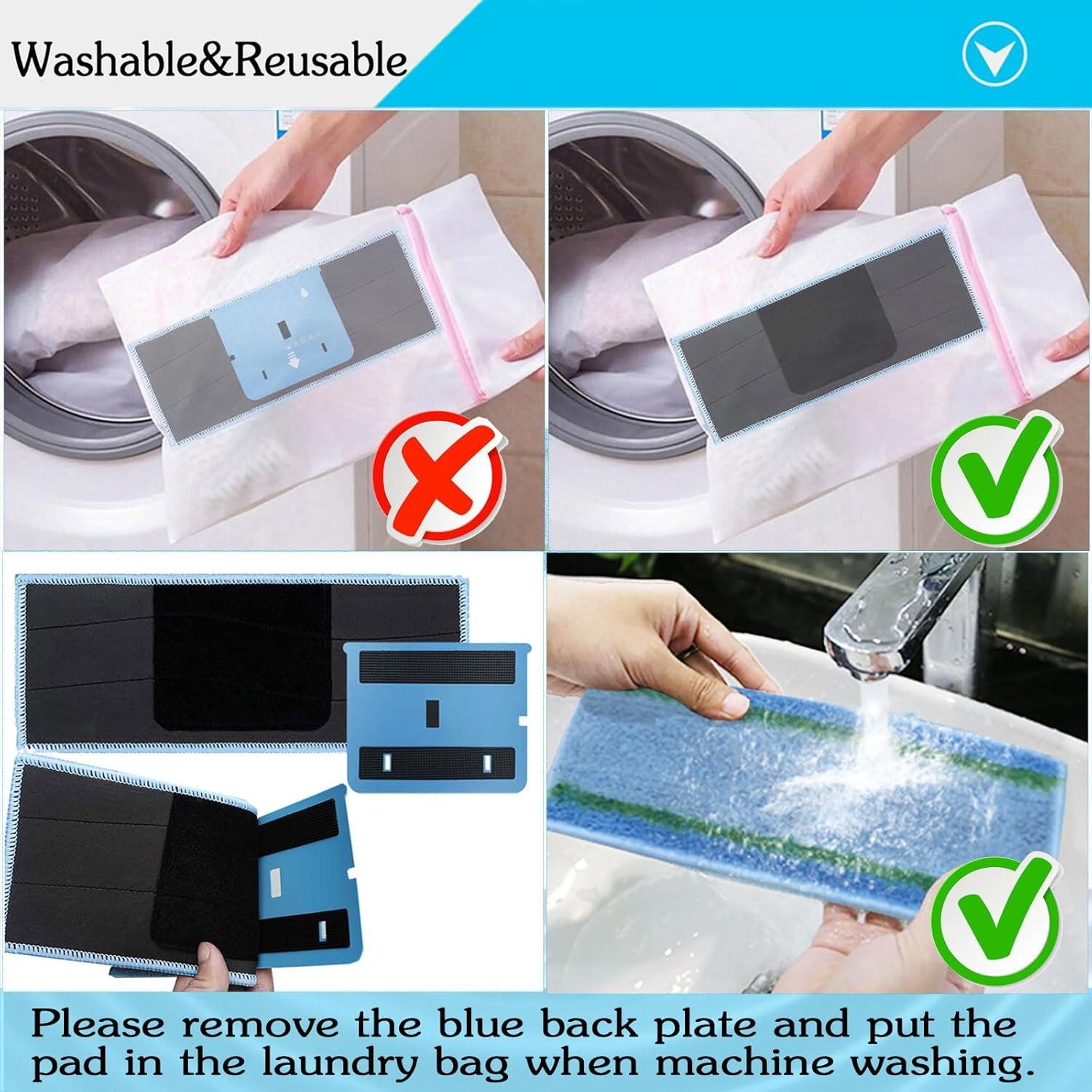 8 Pack Upgraded M6 Wet Mopping Pads or iRobot Braava Jet M6 Series 6110 6012 6112 6113 Ultimate Robot Mops, New Sticky Design, Detachable, Washable and Reusable M6 Pads Accessories Parts