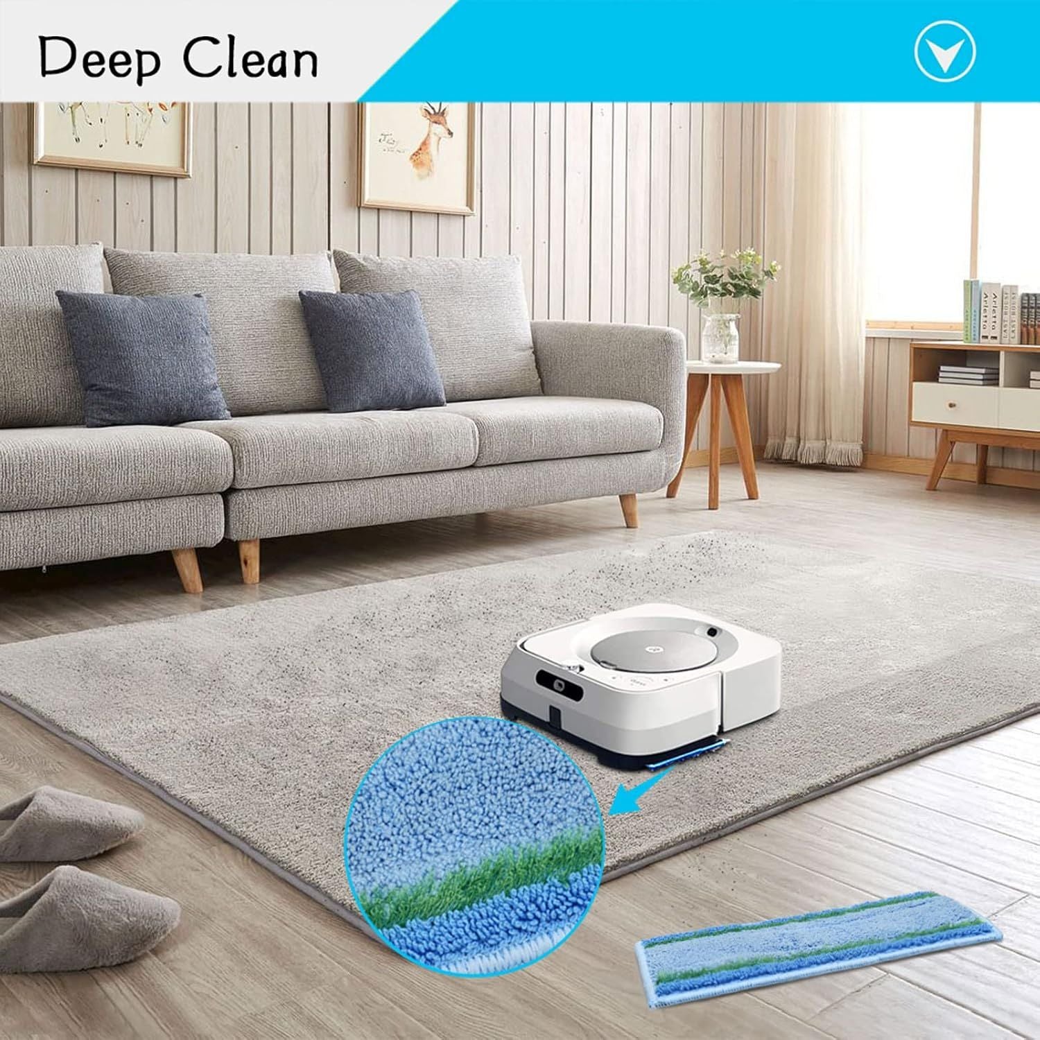 8 Pack Upgraded M6 Wet Mopping Pads or iRobot Braava Jet M6 Series 6110 6012 6112 6113 Ultimate Robot Mops, New Sticky Design, Detachable, Washable and Reusable M6 Pads Accessories Parts