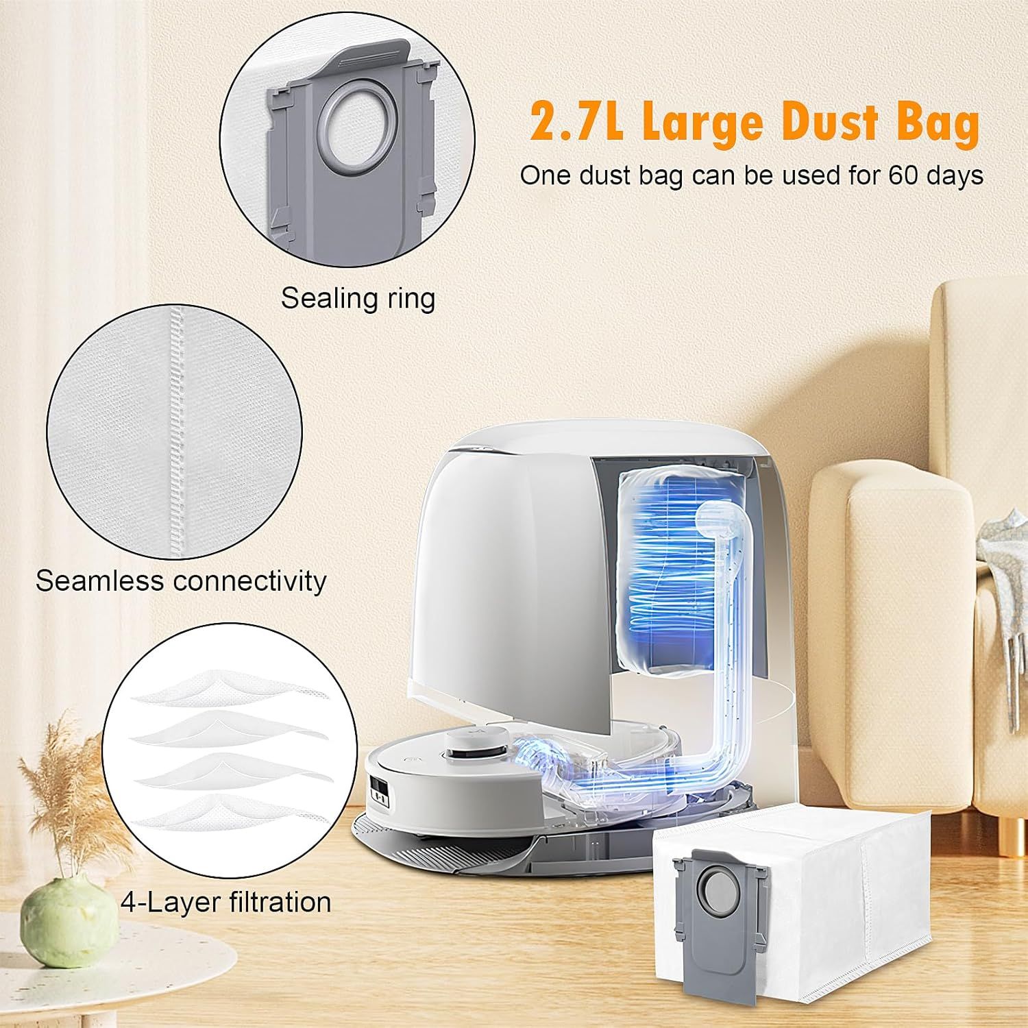 28 Pack Replacement Accessories or Qrevo Curv/Curv S5X/Qrevo Edge/Edge S5A/Qrevo S5V Robot Vacuum, 2 Pairs Mainbrush 4 ilter 6 Dust Bags 6 Mop Pad 6 Sidebrush 1 Cleaning Brush 1 Screwdriver