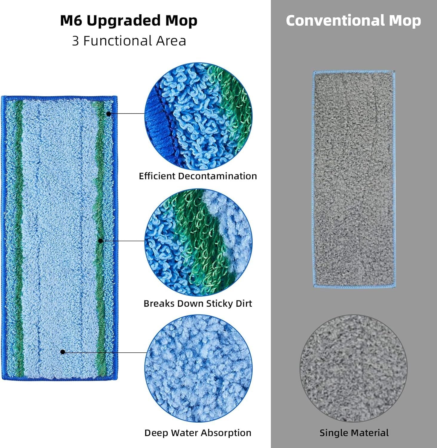 4 Pack Mop Pad or iRobot Braava Jet M6 Ultimate Robot Mop, Upgraded M6 Wet Mopping Pad, Washable Microiber Replacement Cleaning Pad