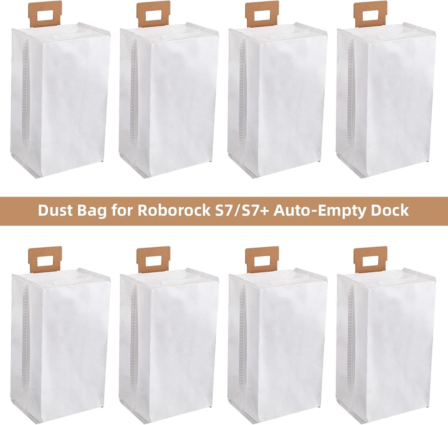 8 Pack Dust Bag or S7 / S7+ Vacuum Cleaner Auto-Empty Dock, 3L Large Capacity Replacement Bag