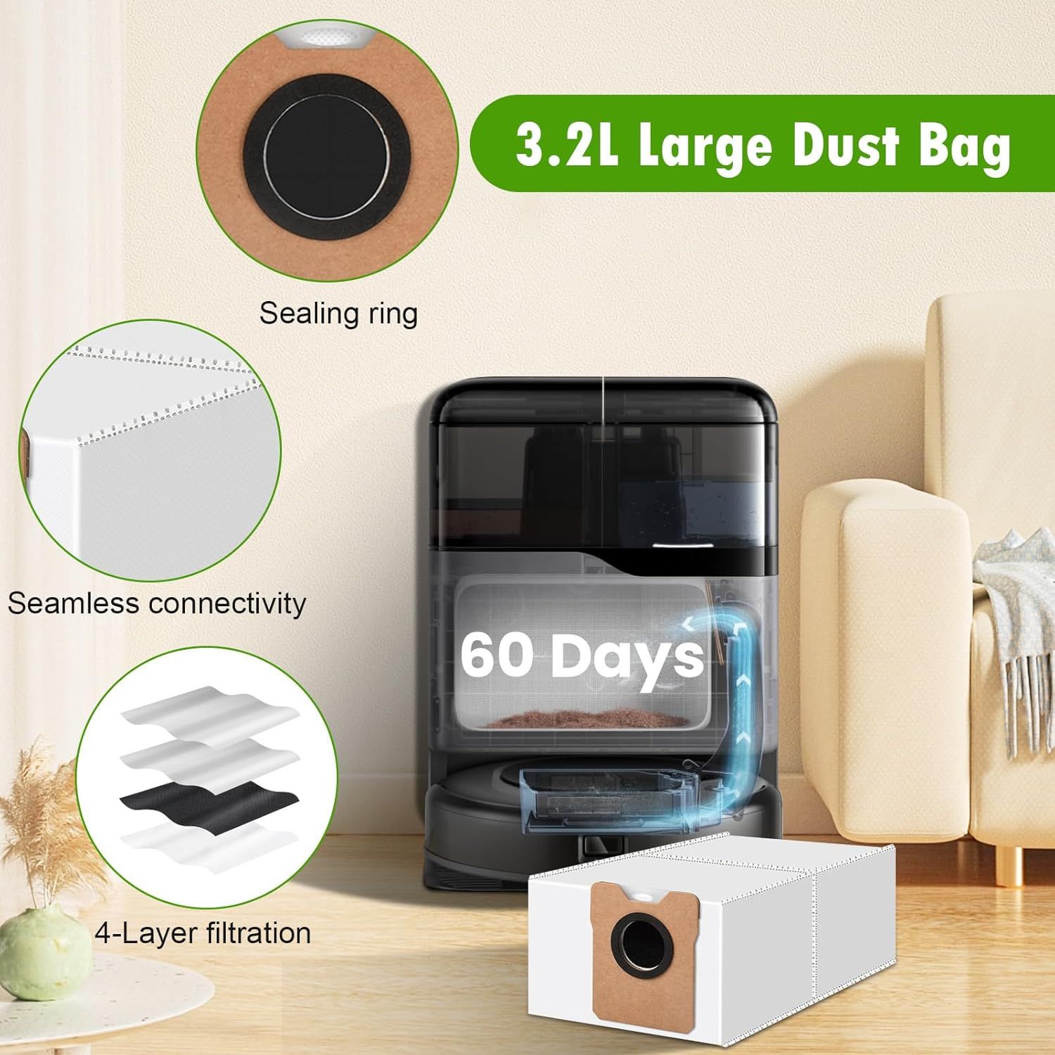 26 Pack Replacement Accessories Compatible with euy Vacuum Omni C20, 2 Mainbrush 4 ilter 6 Dust Bags 6 Mop Pads 6 Sidebrush 1 Cleaning Brush 1 Screwdriver