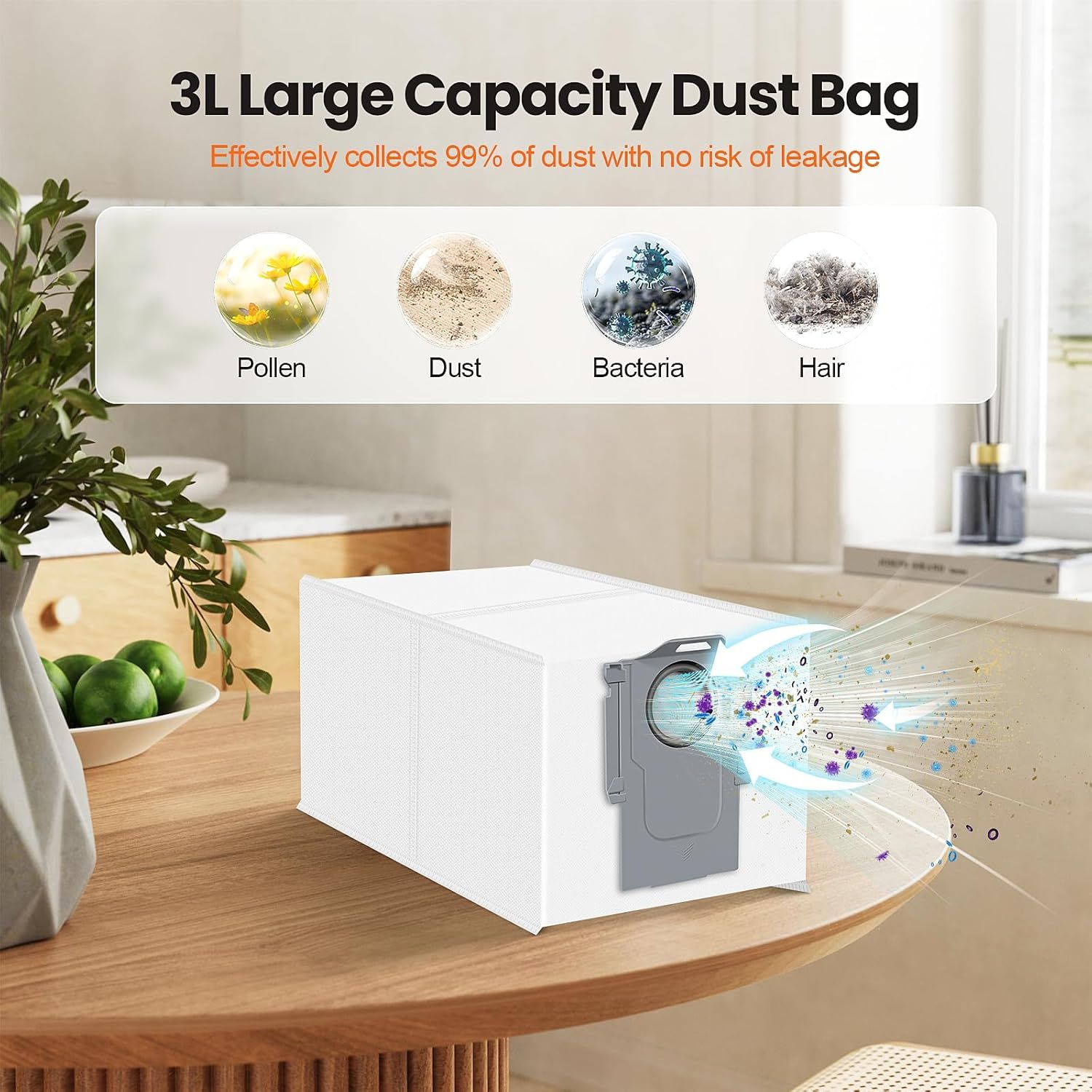 24 Pack Qrevo Dust Bags or QV 35A/Saros 10R/Qrevo S/Qrevo Pro/Qrevo Plus/Qrevo Master/Qrevo Slim/Qrevo Curv/Qrevo Edge/S8 MaxV Ultra Robot Vacuum, 3L Large Capacity Replacement Dust Bag