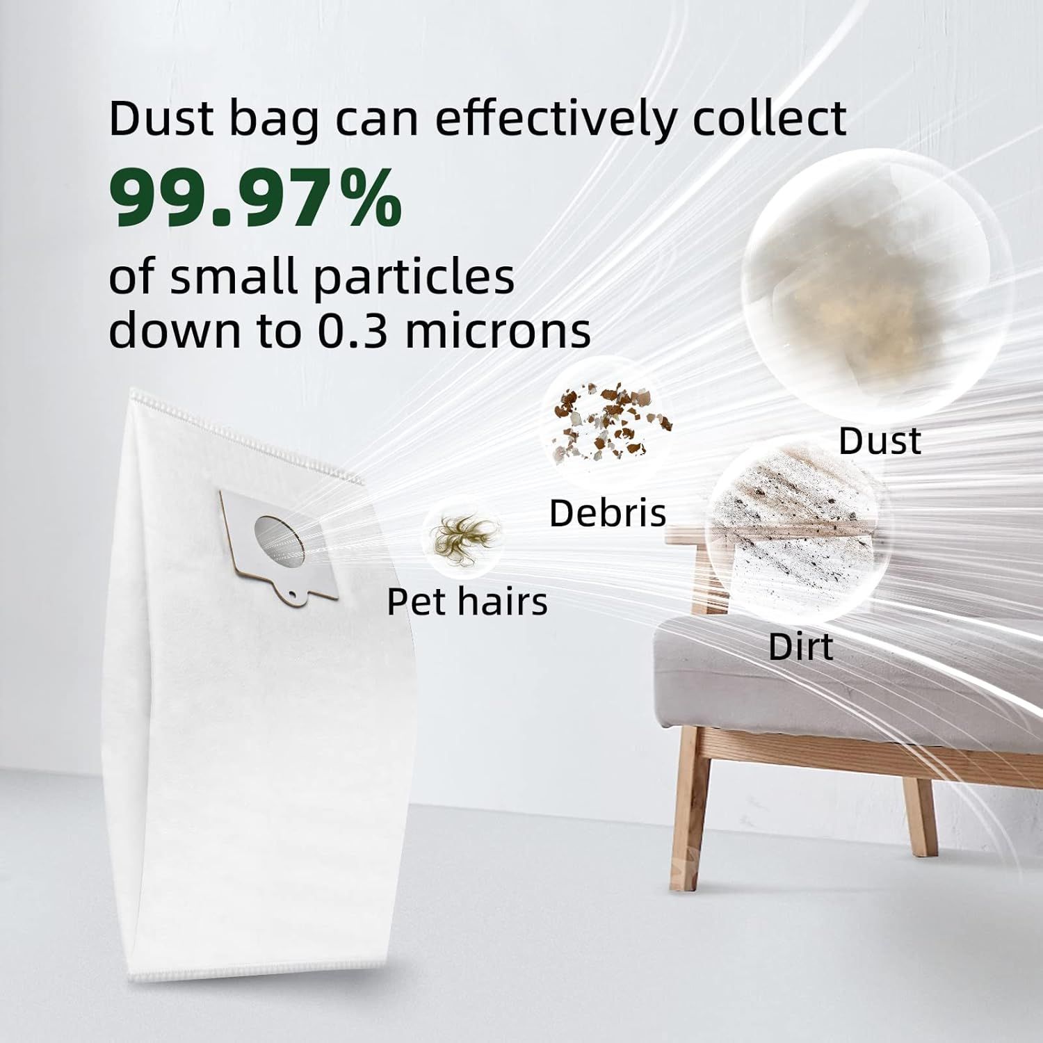 12 Pack 53292 Type Q/C Canister Vacuum Bags or Kenmore 200 400 600 700 800 Series Canister Vacuum Cleaner, Large Capacity Replacement Bag Accessories Set