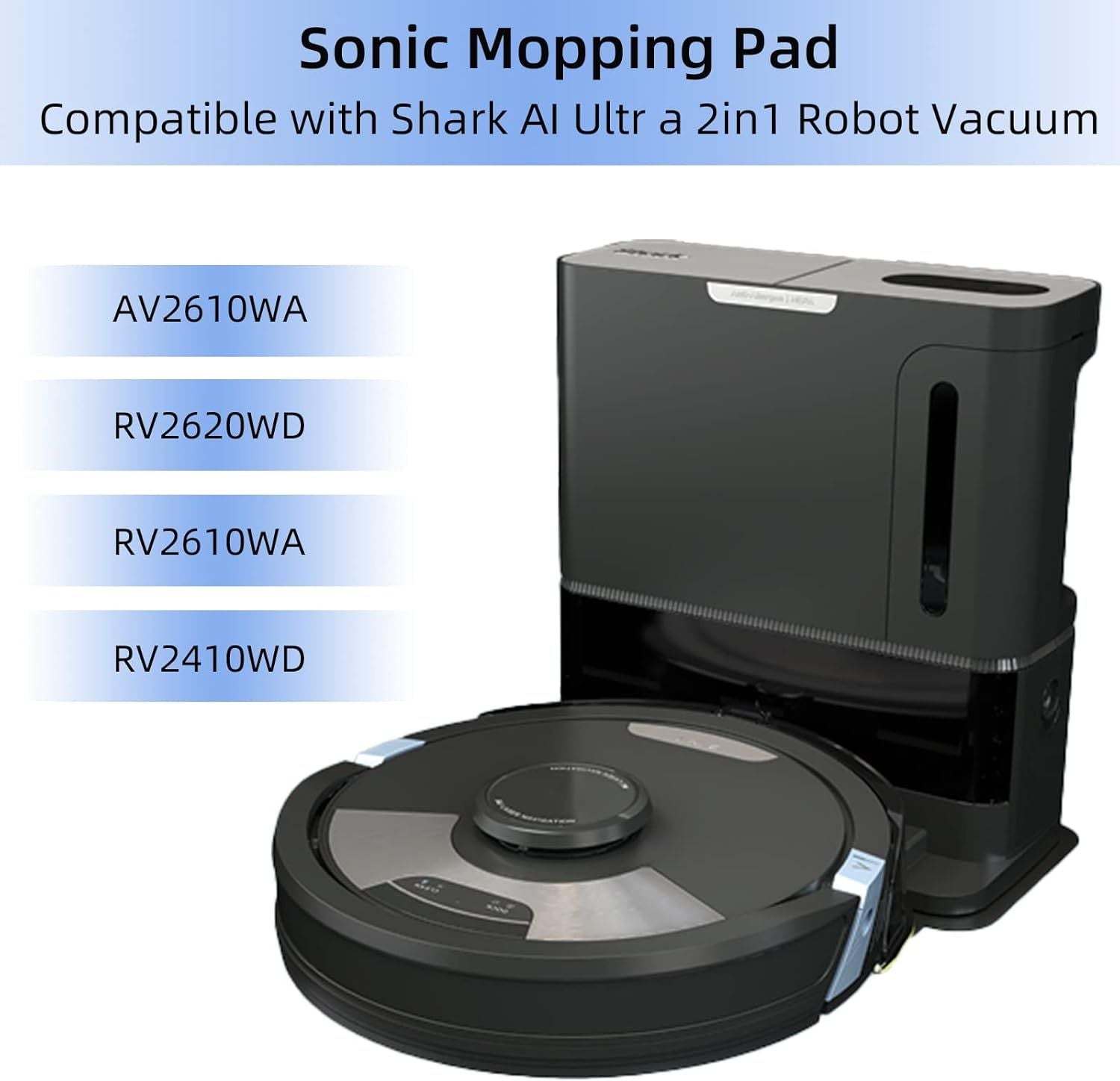 6 Pack Mop Pad or Shark AV2610WA / RV2620WD / RV2610WA / RV2410WD Robot Vacuum, Microiber Sonic Mopping Pad Replacement Accessory
