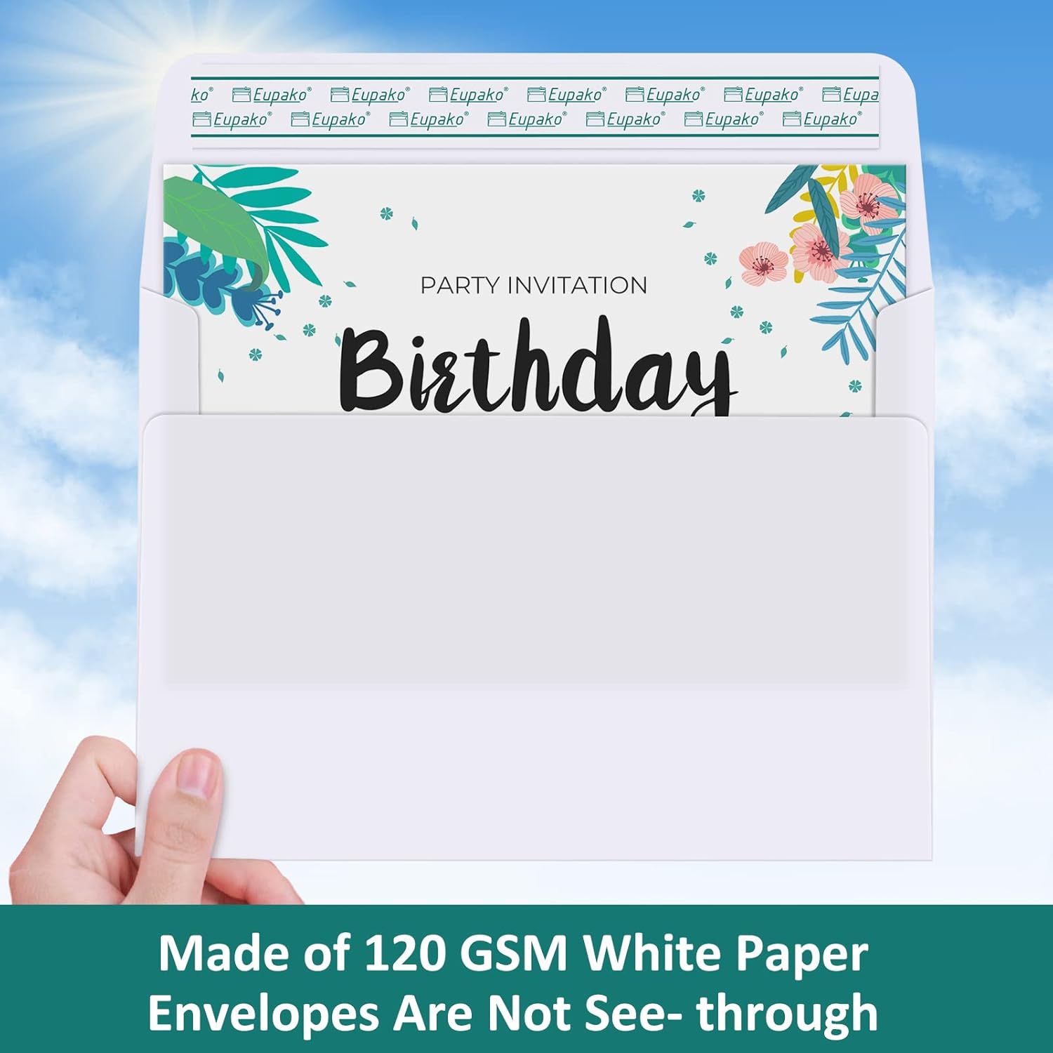 Eupako White Blank Cards and Envelopes 100 Pack - 5x7 Heavyweight Folded Cardstock and A7 Envelopes Self Seal for DIY Greeting Cards, Invitations, Wedding, Baby Shower, Birthday, Thank You Cards