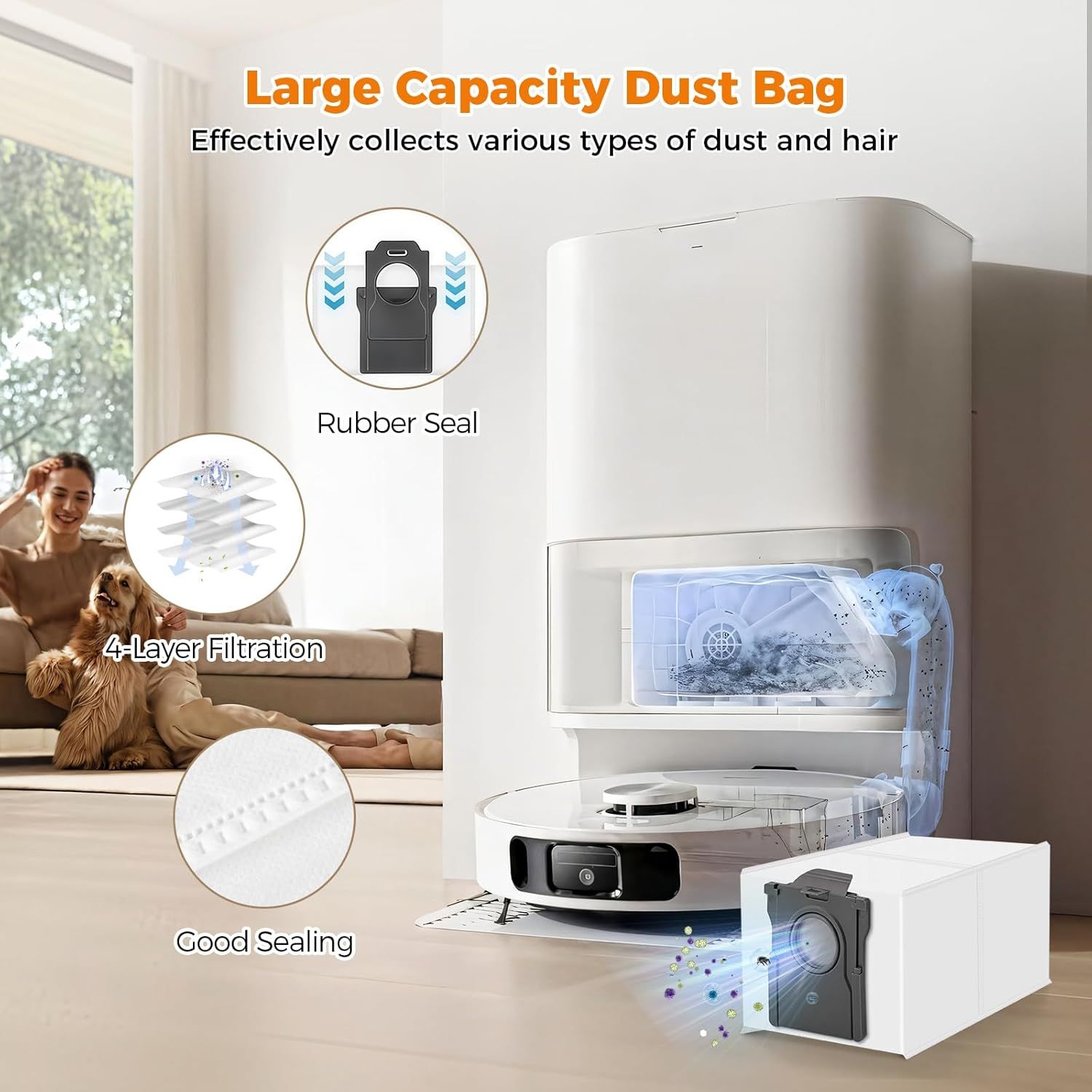 18 Pack Accessories Kit or Dreame L10s Ultra Gen 2/L10s Pro Ultra Heat/X30 Ultra/L40s Ultra AE/CE Robot Vacuum, 1 TriCut Brush 4 Side Brushes 4 HEPA ilters 4 Mop Pads 4 Dust Bags 1 Cleaning Brush