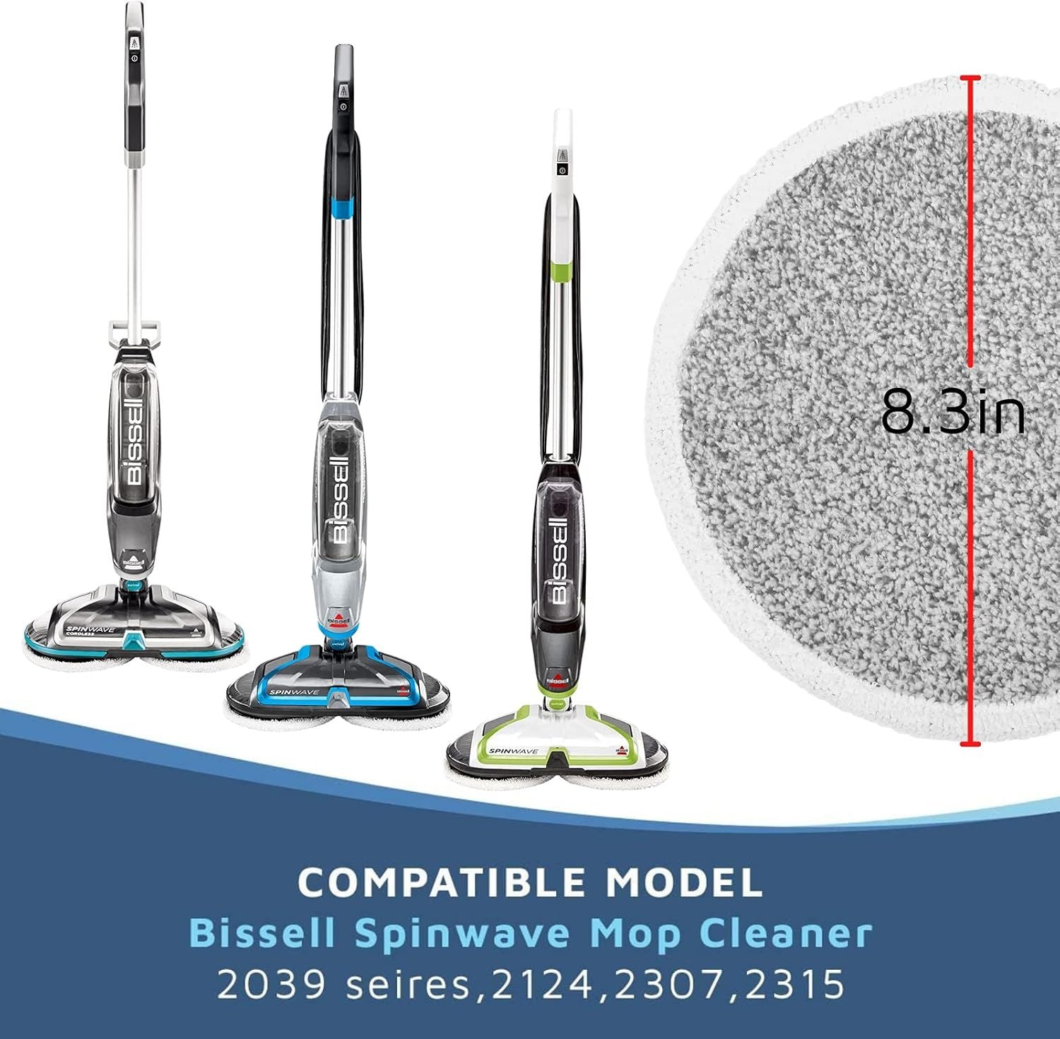 6 Pack Replacement Pads or Bissell Spinwave 2124,2039A,2307,23157,20391,20399 Powered Hard loor Mop