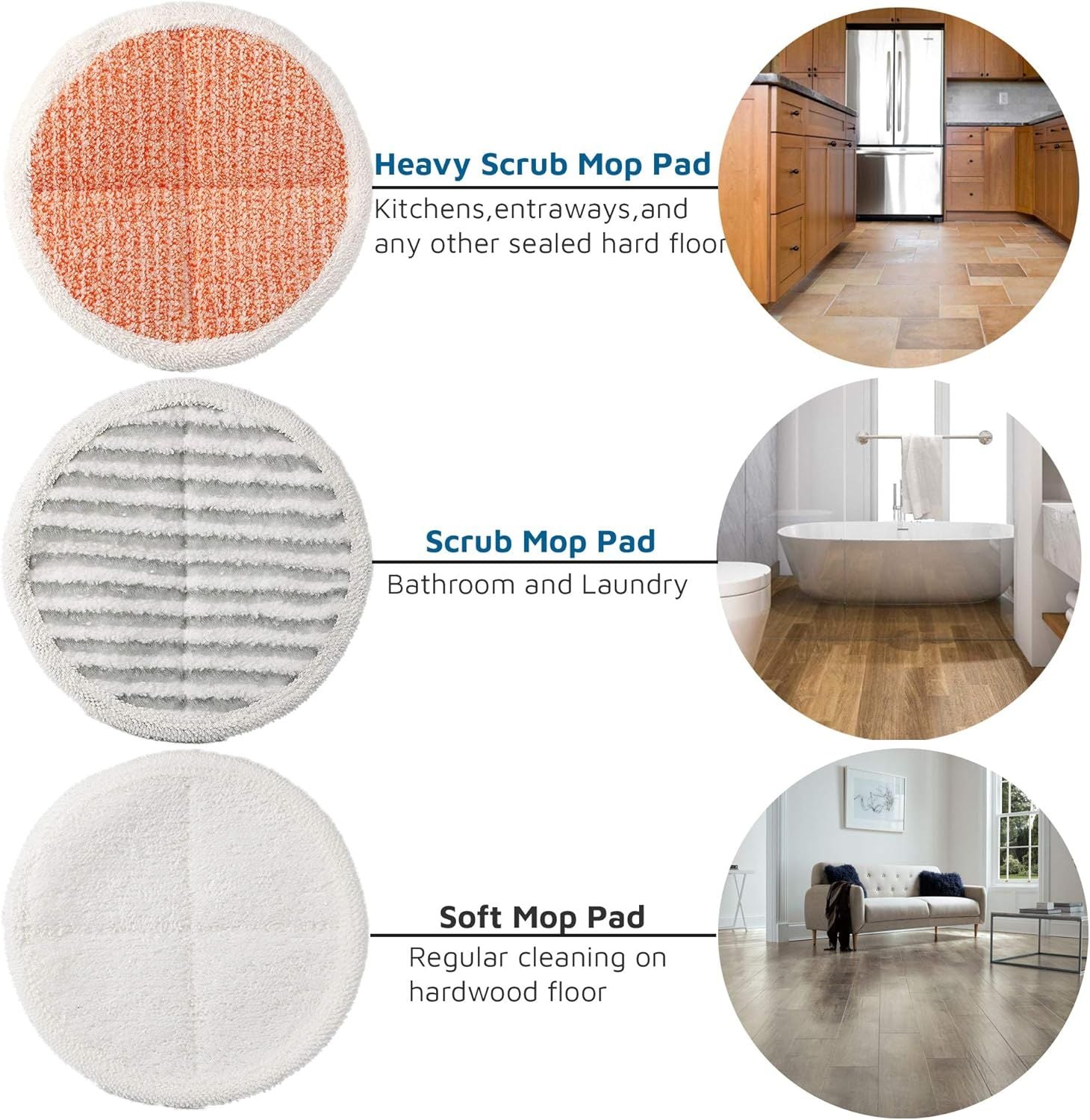 6 Pack Replacement Pads or Bissell Spinwave 2124,2039A,2307,23157,20391,20399 Powered Hard loor Mop