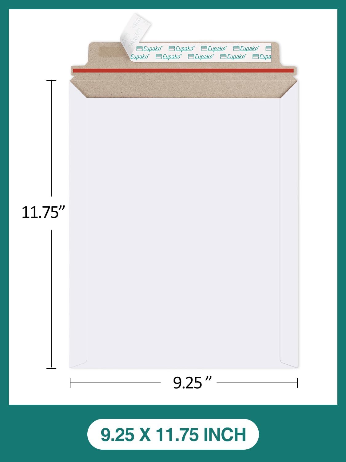 Eupako 9x11.5" 25 Pack Photo Document Mailer White Stay Flat Self-Seal Cardboard Envelopes for CDs, Pictures, Documents, 9.25 x 11.75 Inches