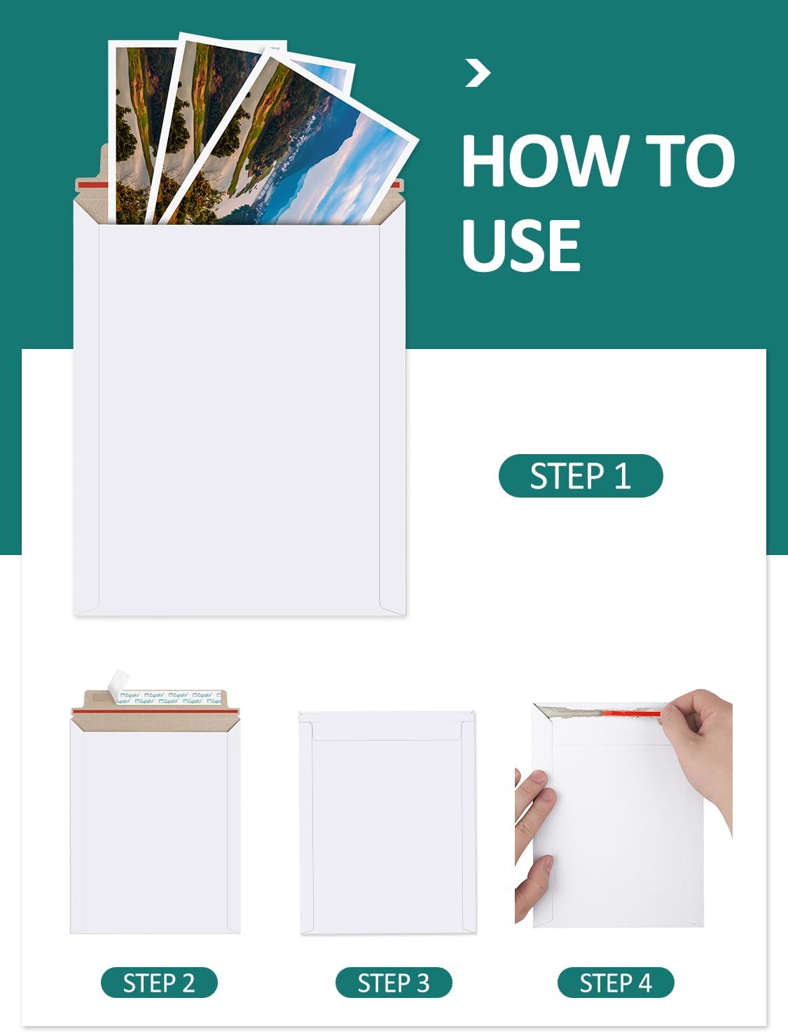 Eupako 9x11.5" 25 Pack Photo Document Mailer White Stay Flat Self-Seal Cardboard Envelopes for CDs, Pictures, Documents, 9.25 x 11.75 Inches