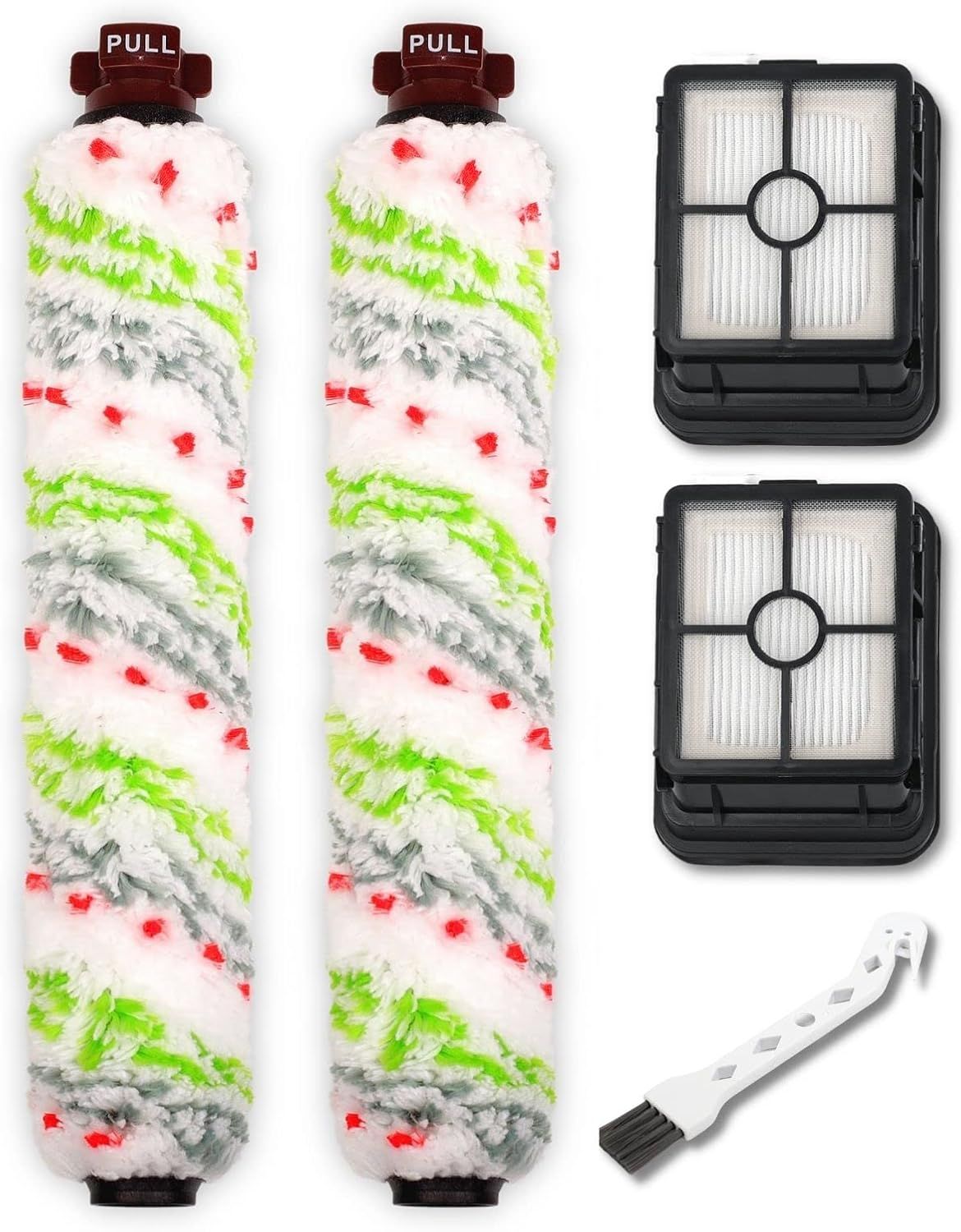 Replacements Part Compatible with BISSELL CrossWave Wet Dry Vacuum, CrossWave PET PRO and CrossWave Cordless Accessories 2 Multi-Surace Pet Brush Rolls+2 ilters