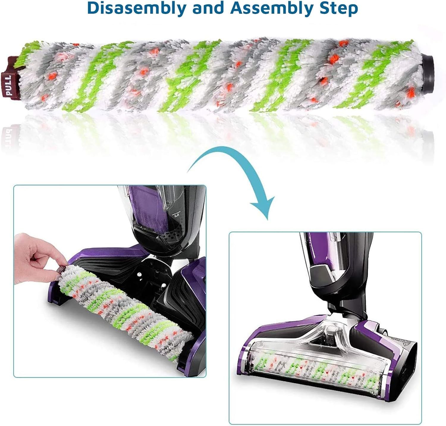 Replacements Part Compatible with BISSELL CrossWave Wet Dry Vacuum, CrossWave PET PRO and CrossWave Cordless Accessories 2 Multi-Surace Pet Brush Rolls+2 ilters