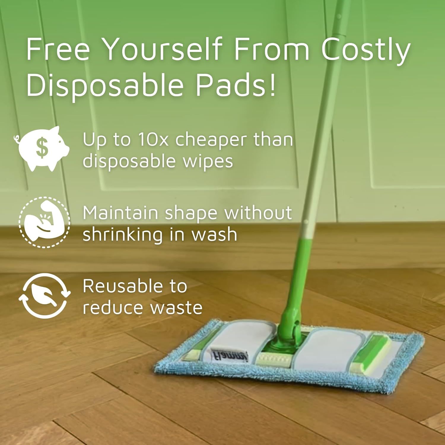 Reusable Mop Pad or Swier Sweeper Mop, 12.5'' Microiber Mop Pad Reill Washable or Hard loor Baseboard Cleaning, Wet/Dry Cleaning Pad, 4 Pack