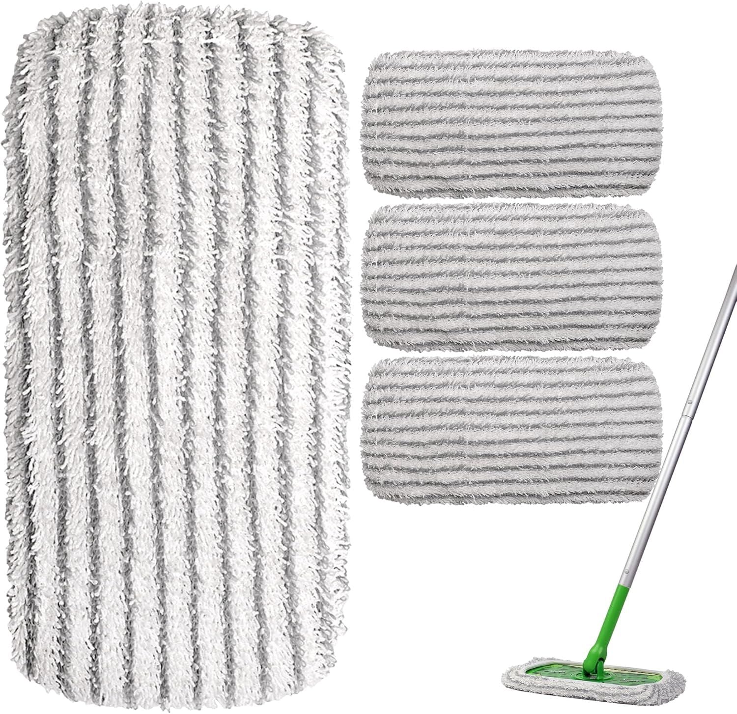 4 Pack o Reusable Mop Pad Compatible with Swier Sweeper, Heavy Duty Scrubby Microiber Mop Cover Multi-Surace Cleaning Wet Dry Reills