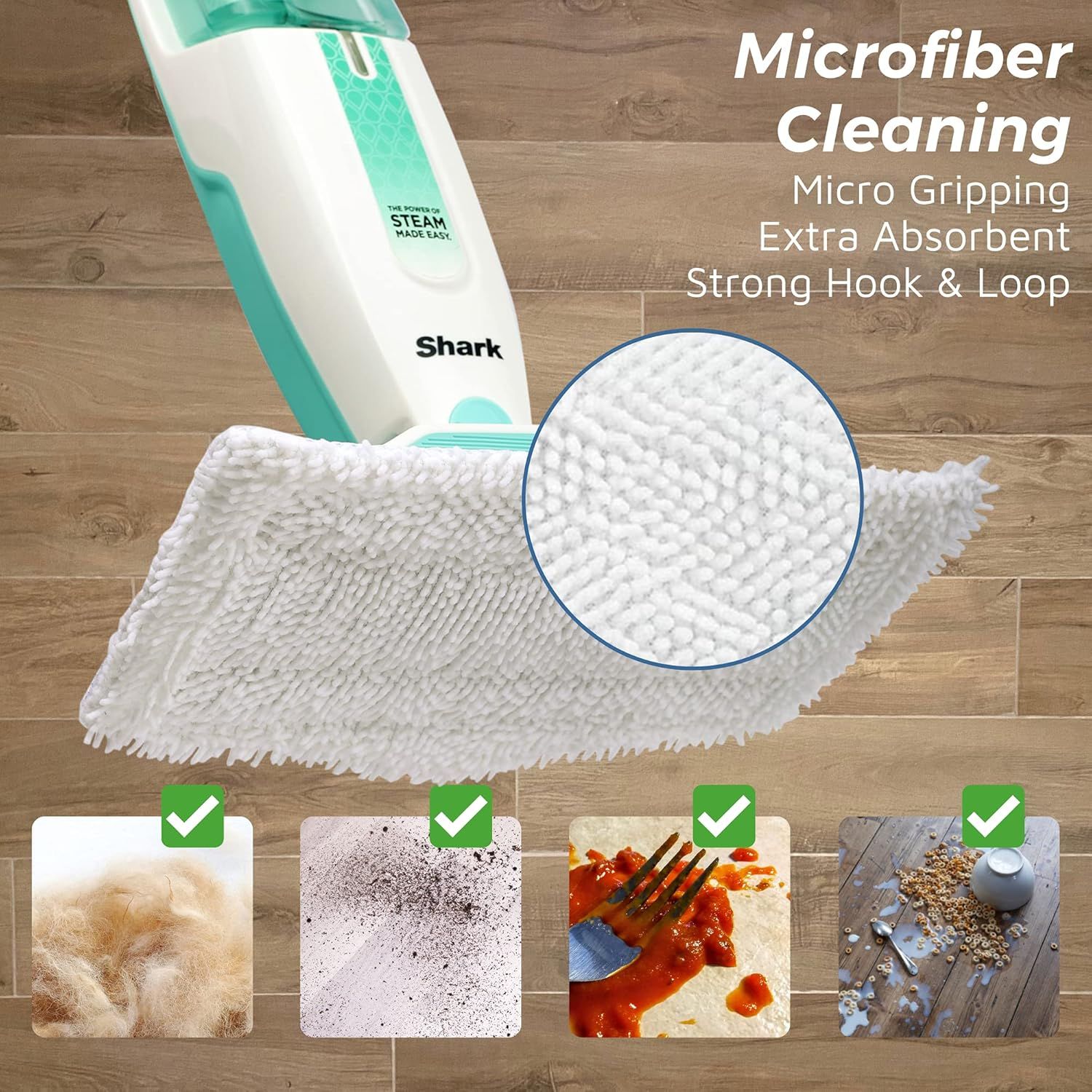 8 Pack Steam Mop Pads or Shark S1000 Series 4 Sot + 4 Scrub Pads
