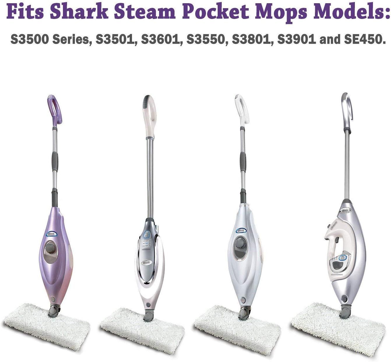 2 Pack + 2 Pack Replacement Microiber Mop Pad or Shark Steam Pocket Mops S3500 Series S3501 S3601 S3550 S3901 S3801 SE450 S3801CO S3601D 2 Sot mop pad+2 scrubby mop pad