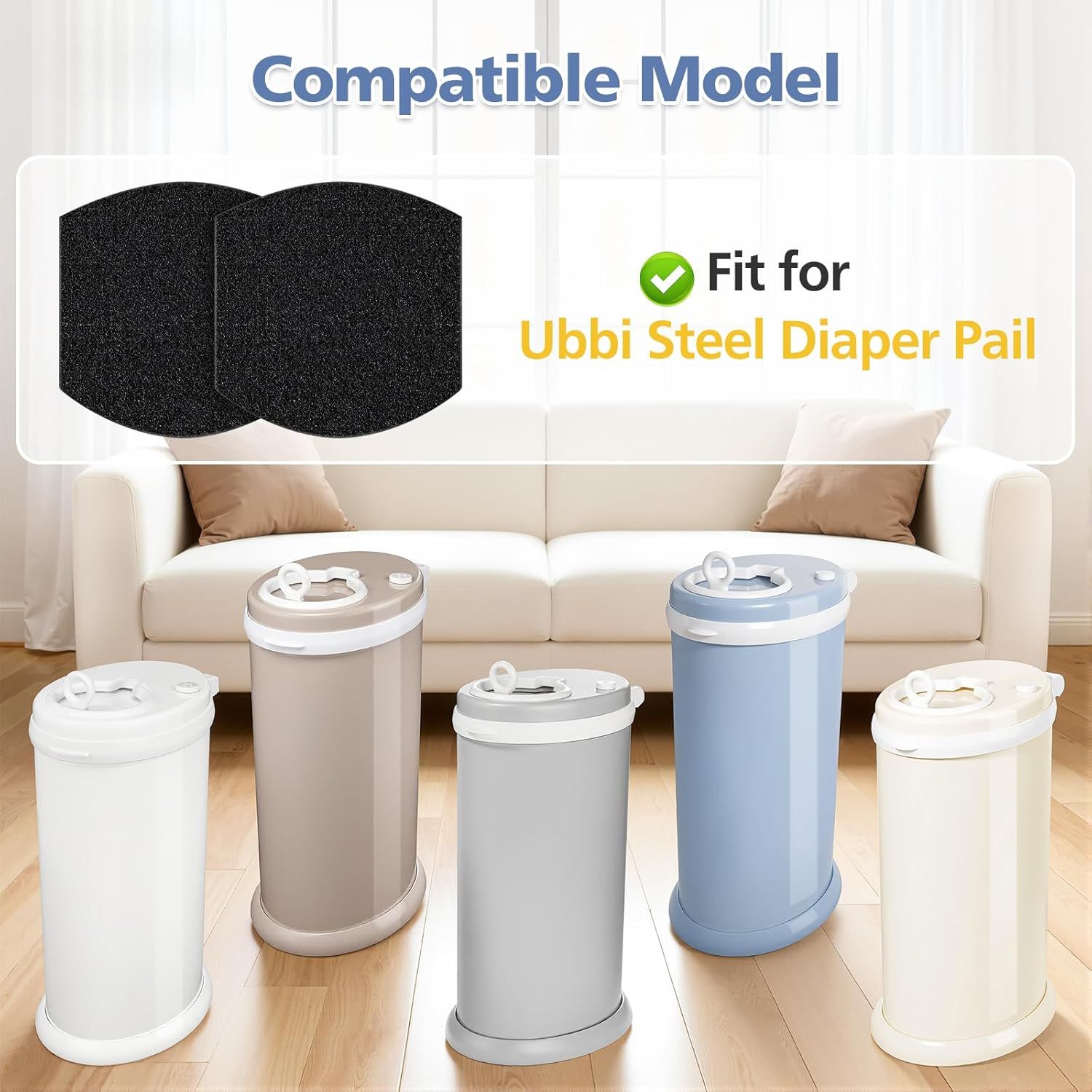 12 Pack Baby Diaper Pail Deodorizer Reills or Ubbi Diaper Pail, Activated Charcoal Odor Absorber ilters Compatible with Ubbi Steel Diaper Pail