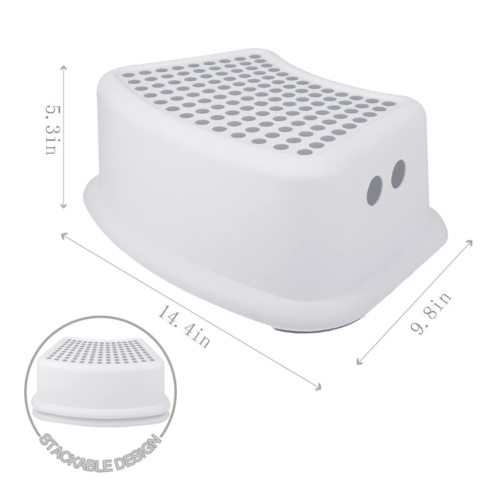 Step Stool or Kids 2 Pack , Toddlers Stool or Potty Training, Bathroom, Kitchen, Bedroom, Toy Room and Living Room. Toilet Stools with Sot Anti-Slip Grips or Saety, Stackable Grey