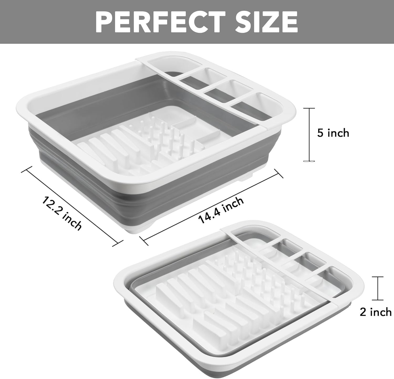 Collapsible Dish Drying Rack, Pop Up Dinnerware Drainer, Portable Plate Organizer or Kitchen RV Campers Travel Trailer, Space Saving Kitchen Storage Tray