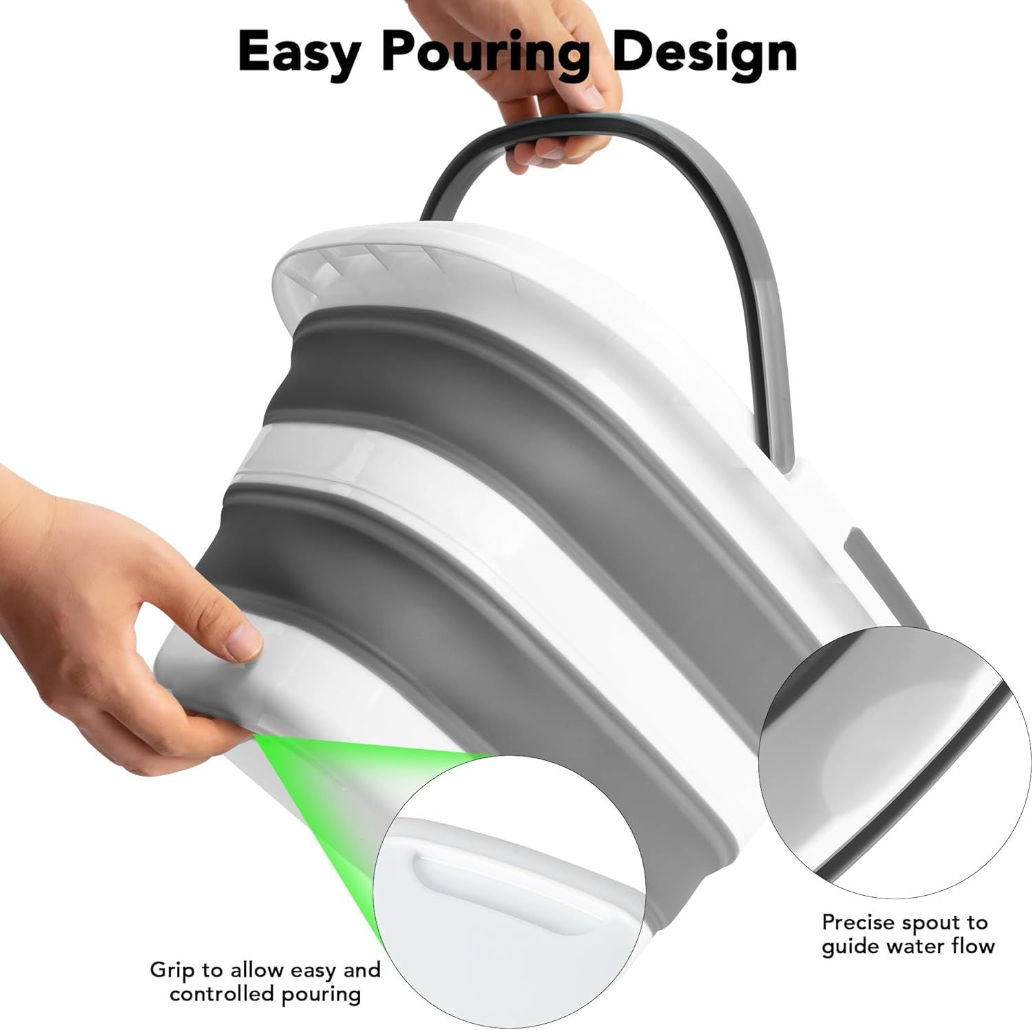 Large Collapsible Mop Bucket, 16L 4.2 Gallon Plastic Bucket or House Cleaning, Car Washing, Silicone Cleaning Supplier Organizer, Portable Basket with Handle or Laundry Storage, RV Camping, ishing