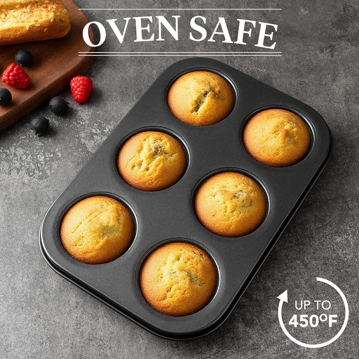 Mini luted Tube Cake Pan, 6 Cavity Baking Pan, Non-stick Baking Mold or Cupcakes, Donuts, Cornbread, Brownies, Jellies, Set o 3