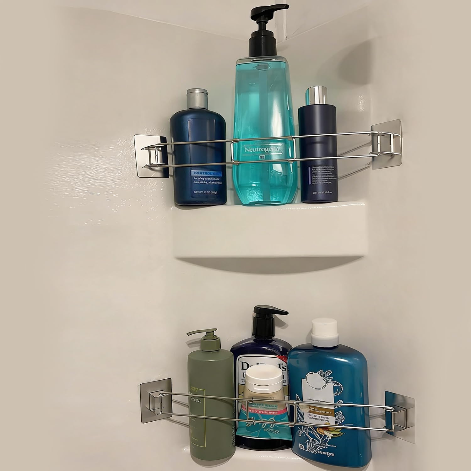 Safoner RV Shower Corner Storage Bar- Adjustable Stainless Steel Rod for Corner Shelves in Camper, Length 7.9-13.7 inches- RV Bathroom Organization Must Have Accessories 2 Pack