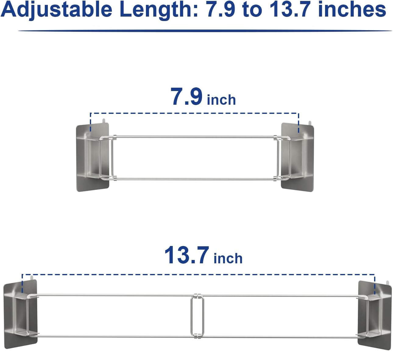 Safoner RV Shower Corner Storage Bar- Adjustable Stainless Steel Rod for Corner Shelves in Camper, Length 7.9-13.7 inches- RV Bathroom Organization Must Have Accessories 2 Pack