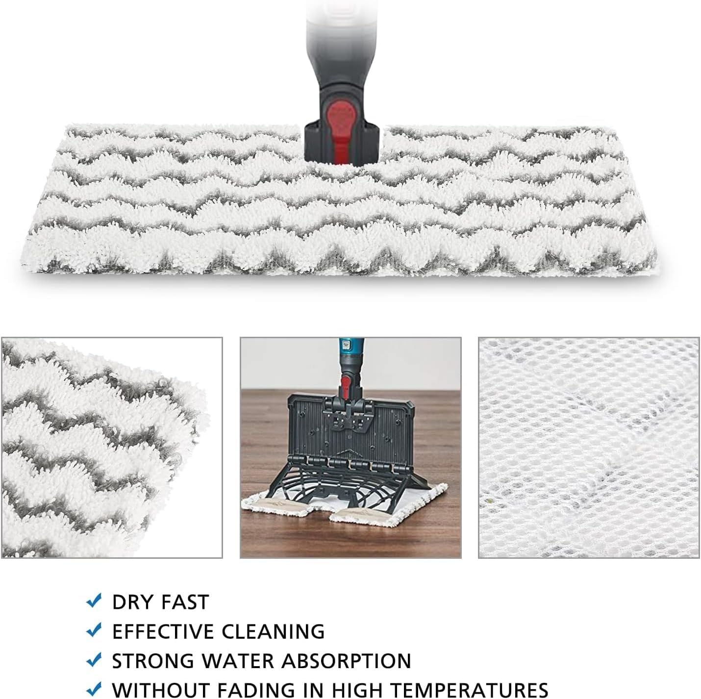 4 Pack Steam Mop Pads Replacement or Shark Lit-Away Pro & Shark Genius Mop System Pocket Mop S3973 S3973D S3973WM S5001 S5002Q S5003A S5004 S5004W S6001W S6001WM S6002 S6002C S6003D S6003W