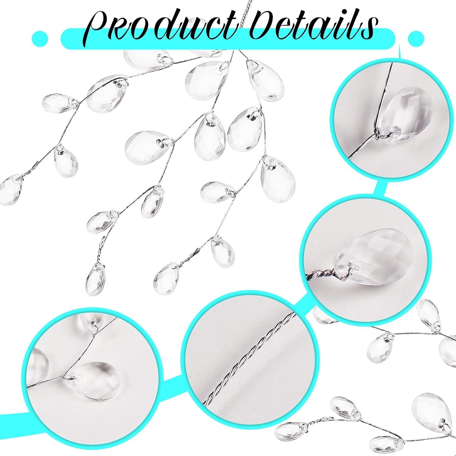 60 Pieces Artiicial Bouquets with Acrylic Bead Drop Crystal lower Stem Branches Beaded String Bridal Picks, Decoration or Wedding DIY Crats