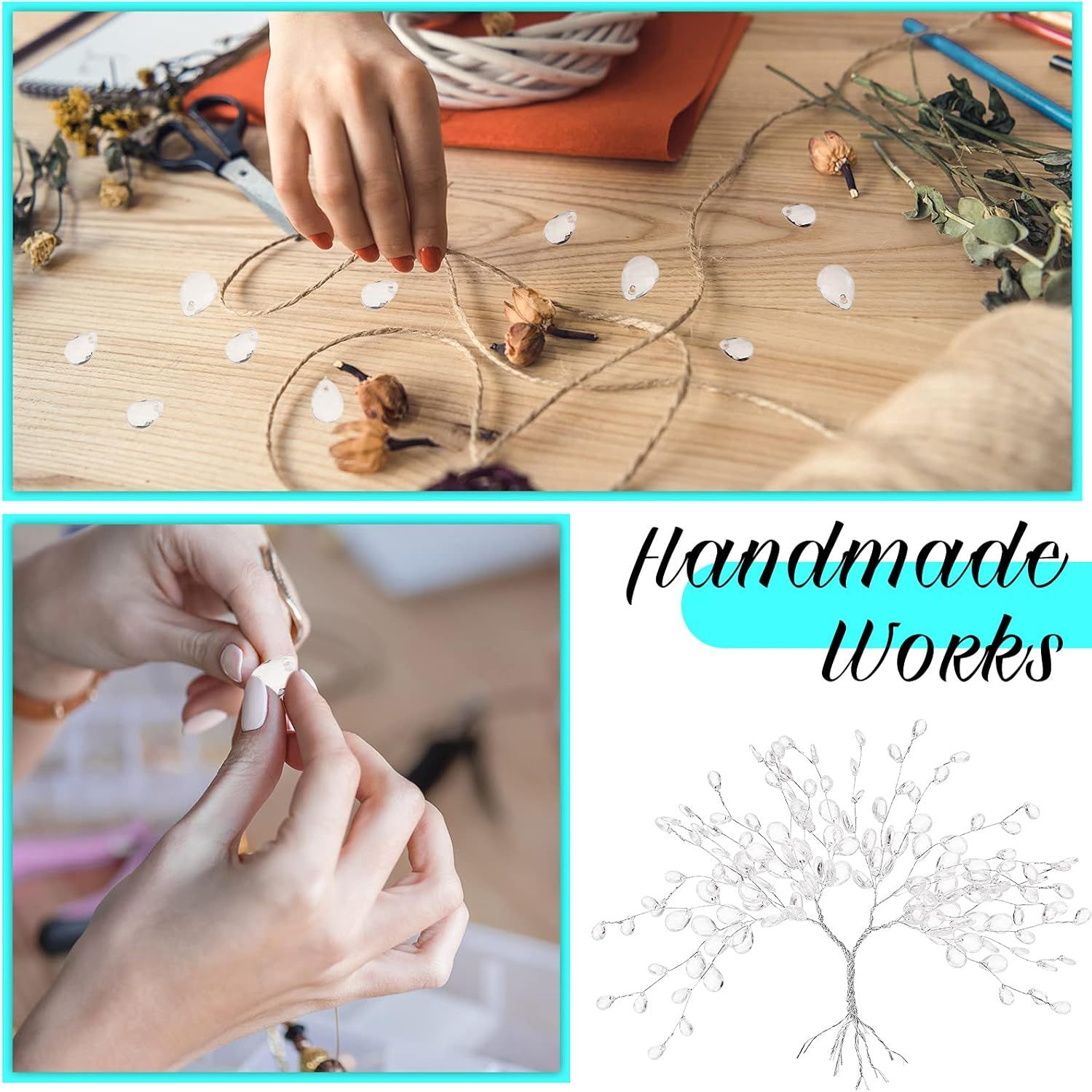 60 Pieces Artiicial Bouquets with Acrylic Bead Drop Crystal lower Stem Branches Beaded String Bridal Picks, Decoration or Wedding DIY Crats