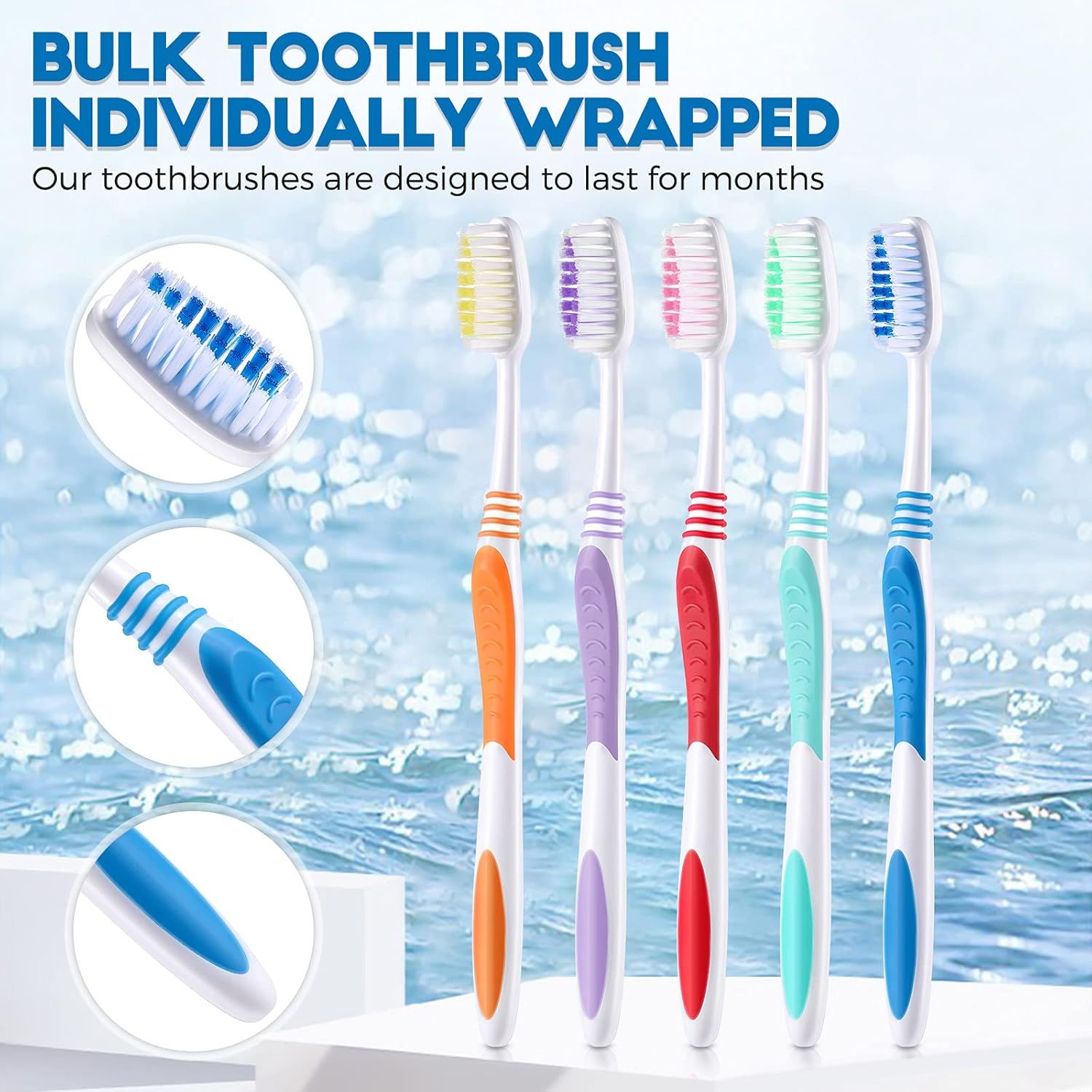 150 Pieces Individually Wrapped Toothbrushes Manual Disposable Travel Toothbrush Medium Sot Bristle Tooth Brush Travel Toothbrush Bulk Toothbrushes or Hotel, Guest, Adults, Kids, Multi Color