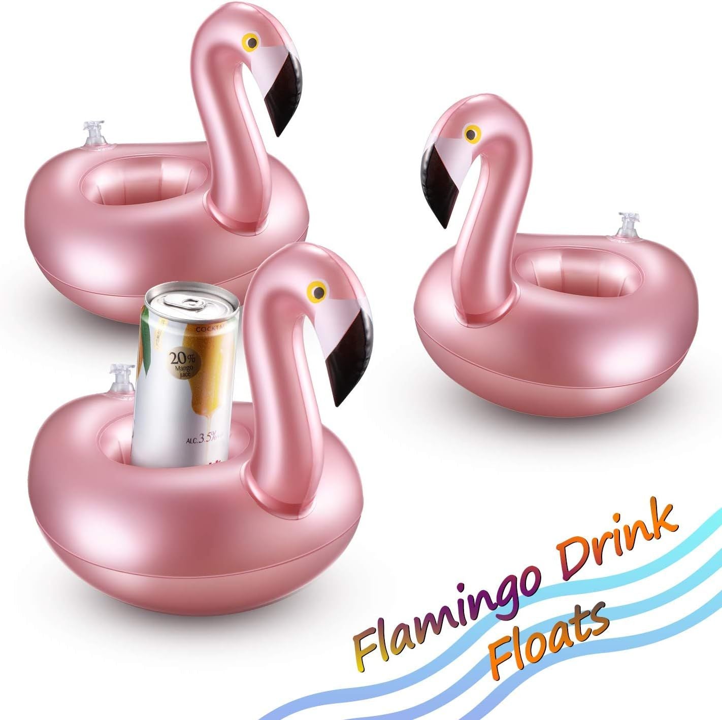 12 Pcs Inlatable Drink Holder lamingo Drink loats Reusable Inlatable Cute Animal Cup Coasters Pool Cup Holders or Summer Swimming Party
