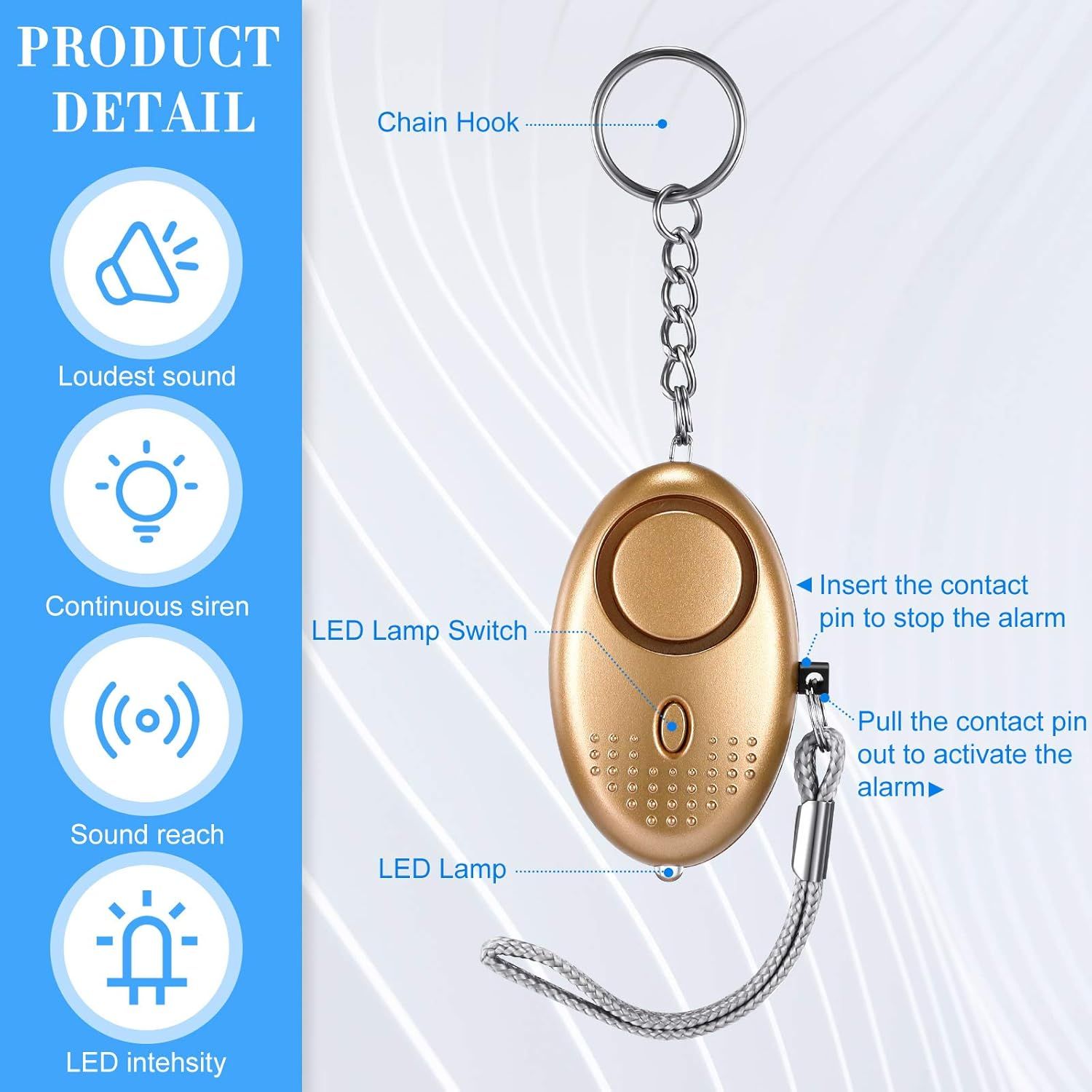 12-Piece Personal Alarm Set, Emergency LED Light Keychain Alarms in 6 Colors or Women & Men