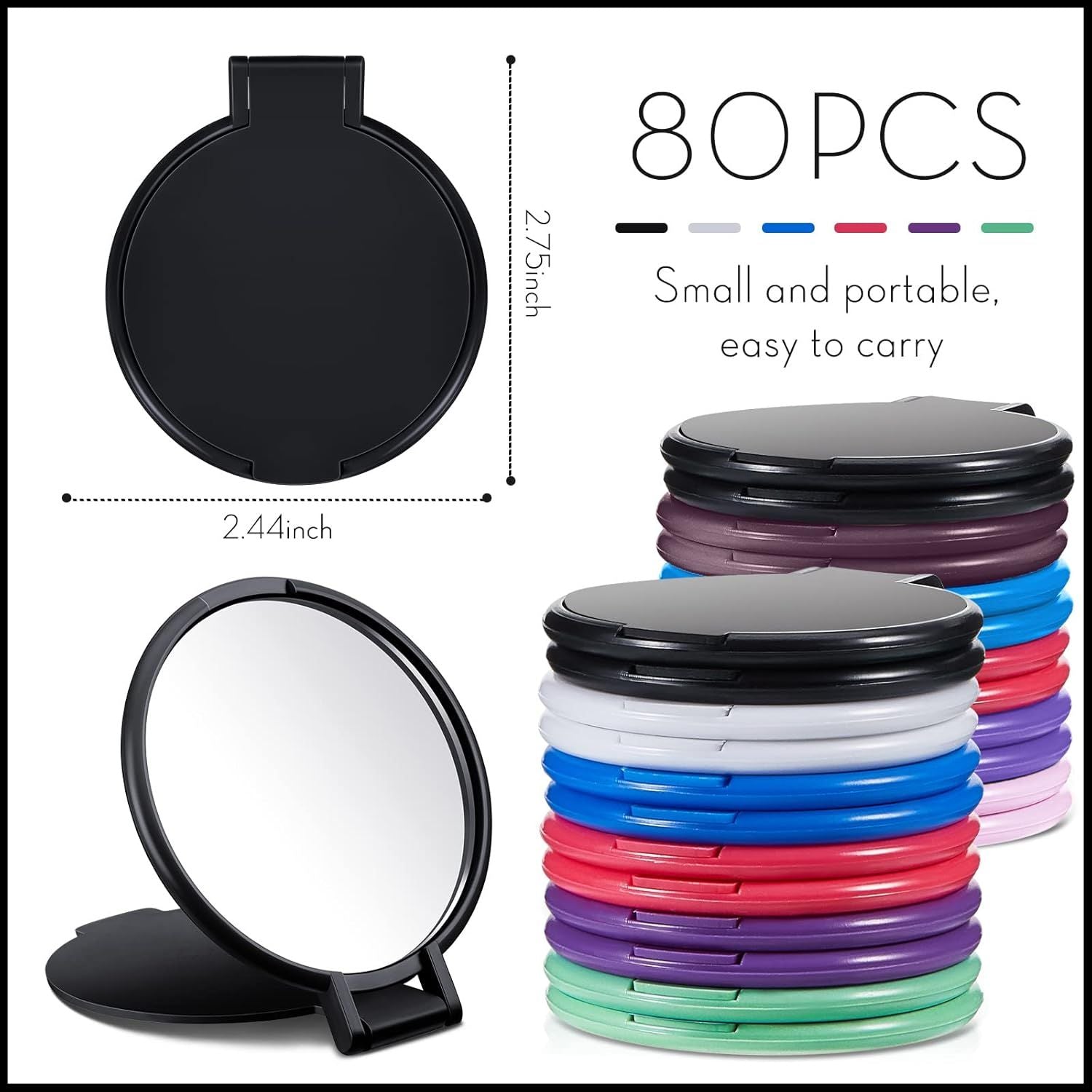 80 Pcs Compact Mirrors Lady Gits Bulk Git or Women Mini Vintage Pocket Mirrors or Purse Small Portable olding Round Makeup Stus or Travel Daily Use Party avors