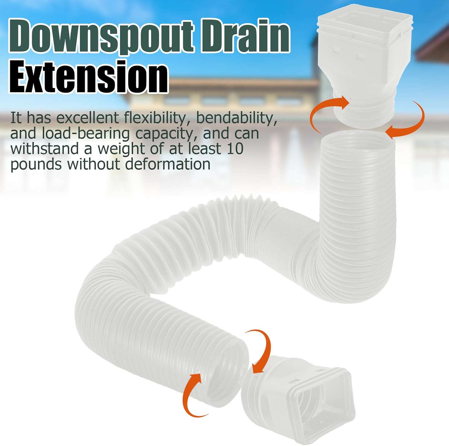 Biaungdo 1 Pack Gutter Downspout Extensions 5 Ft, 3 Inch Rain Gutter Downspout Extender Flexible Drainage Pipe for 2 x 3 Inch Residential Downspouts and 3 x 4 Inch Residential Downspouts, White
