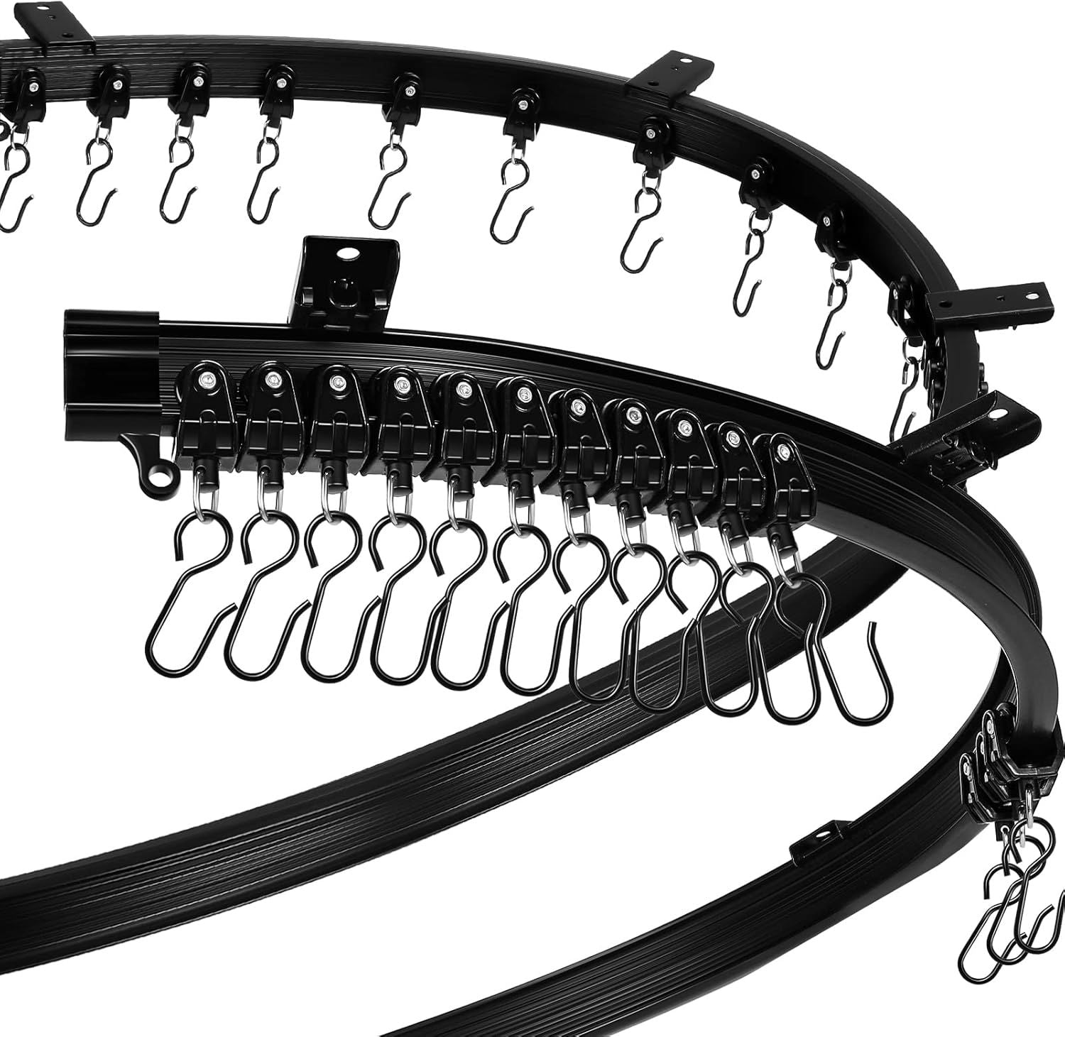 6.5 eet/ 2 Meters lexible Bendable Ceiling Curtain Track, Mount or Rail with Curtain Tracks System Bunk Bed Window, Room Divider, Door, Shower, Rv Black