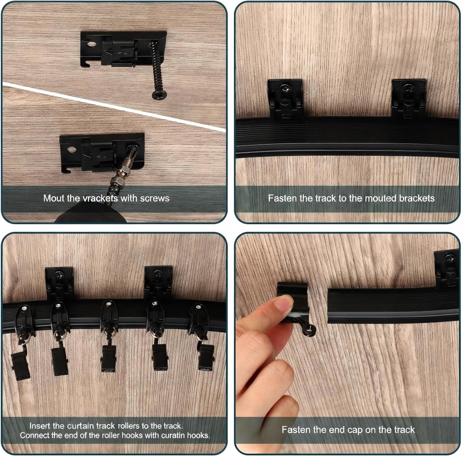 6.5 eet/ 2 Meters lexible Bendable Ceiling Curtain Track, Mount or Rail with Curtain Tracks System Bunk Bed Window, Room Divider, Door, Shower, Rv Black