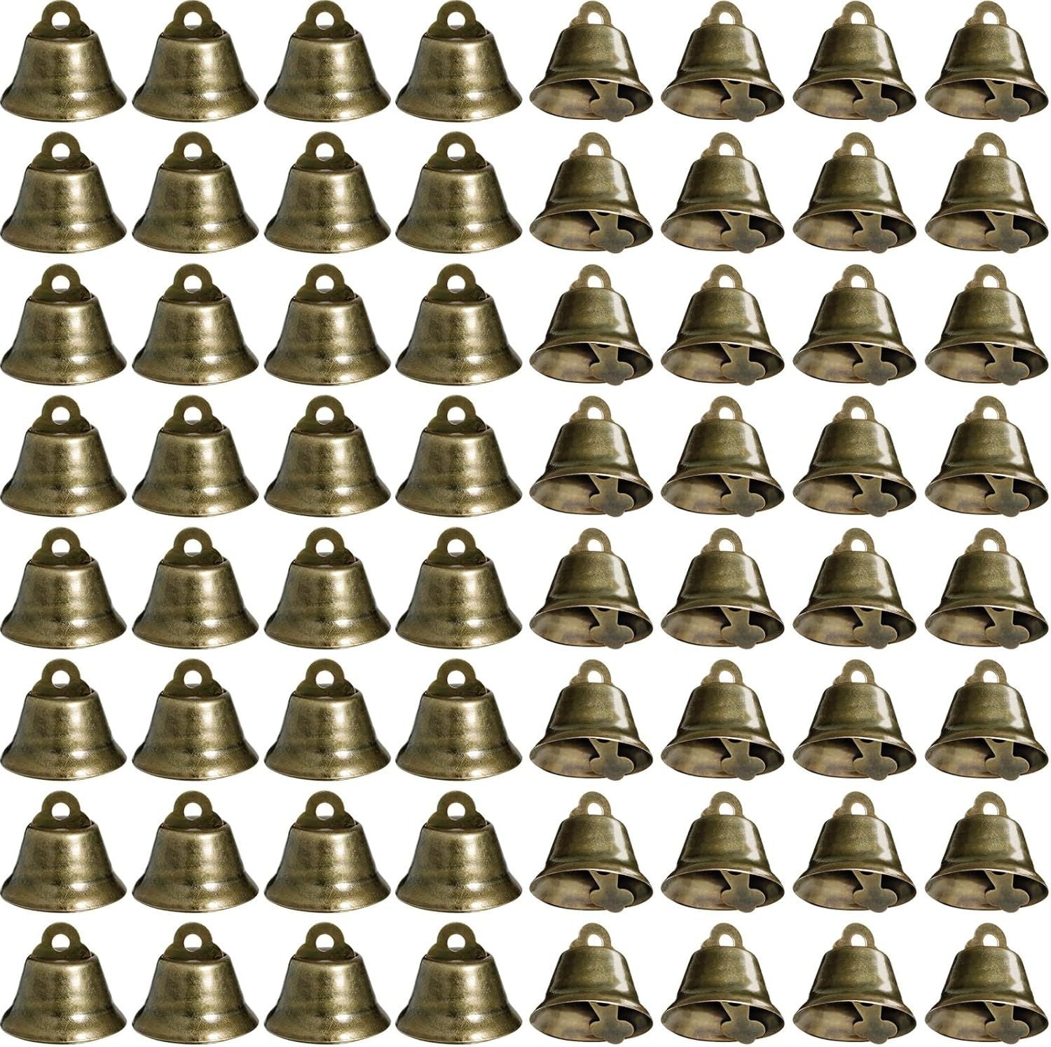 100 Pieces Vintage Bells Crat Bells Small Hanging Bells Ornaments or Wind Chimes Housebreaking Making Dog Potty Training Doorbell Wedding Decor Bronze