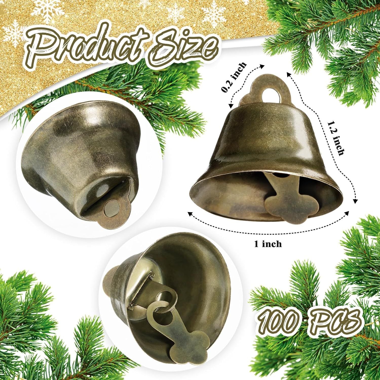 100 Pieces Vintage Bells Crat Bells Small Hanging Bells Ornaments or Wind Chimes Housebreaking Making Dog Potty Training Doorbell Wedding Decor Bronze