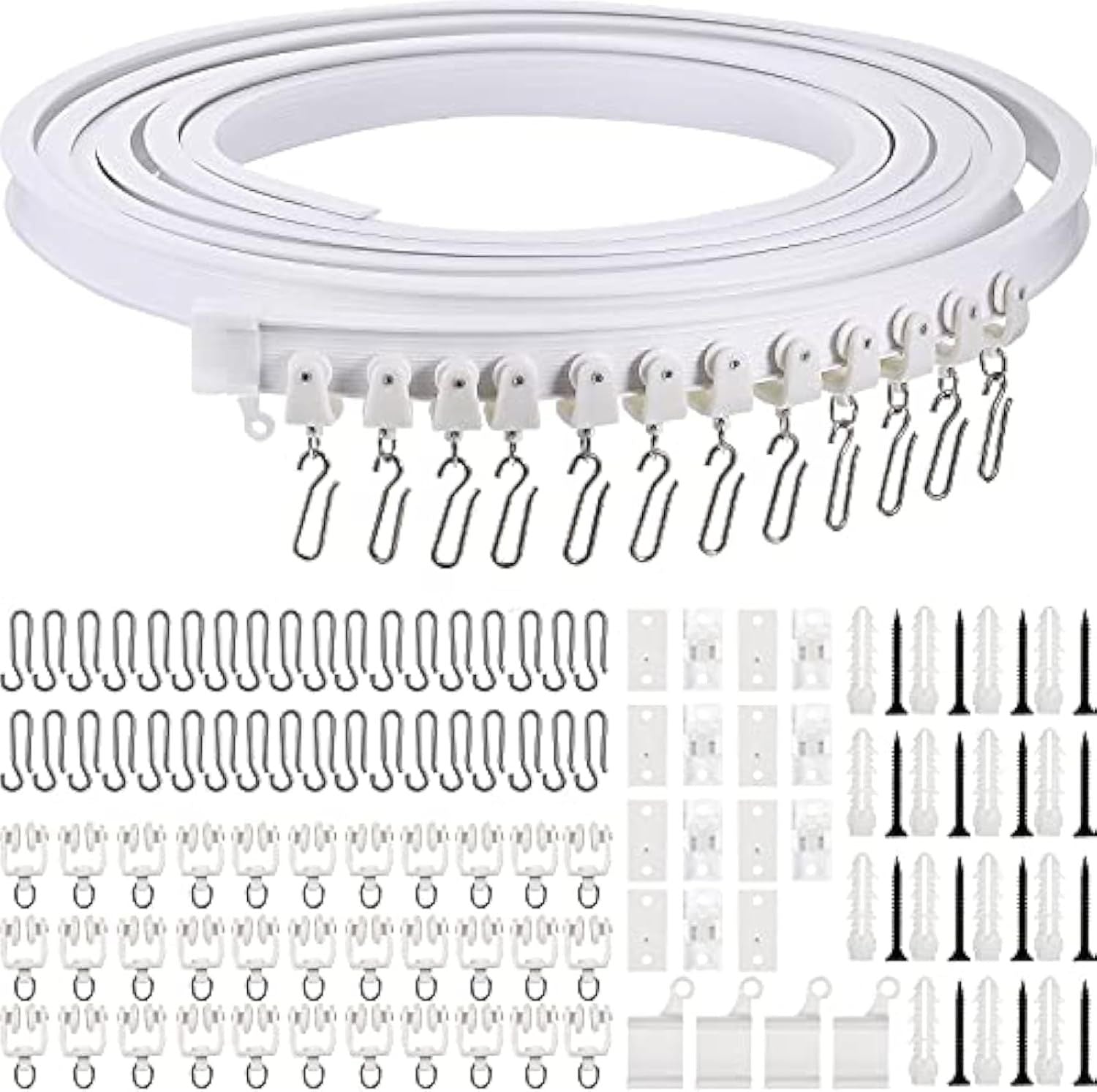 lexible Bendable Ceiling Curtain Track, 9.8t/16.4t 5m , Ceiling Mount or Curtain Rail with Track, Room Divider 5 m,White