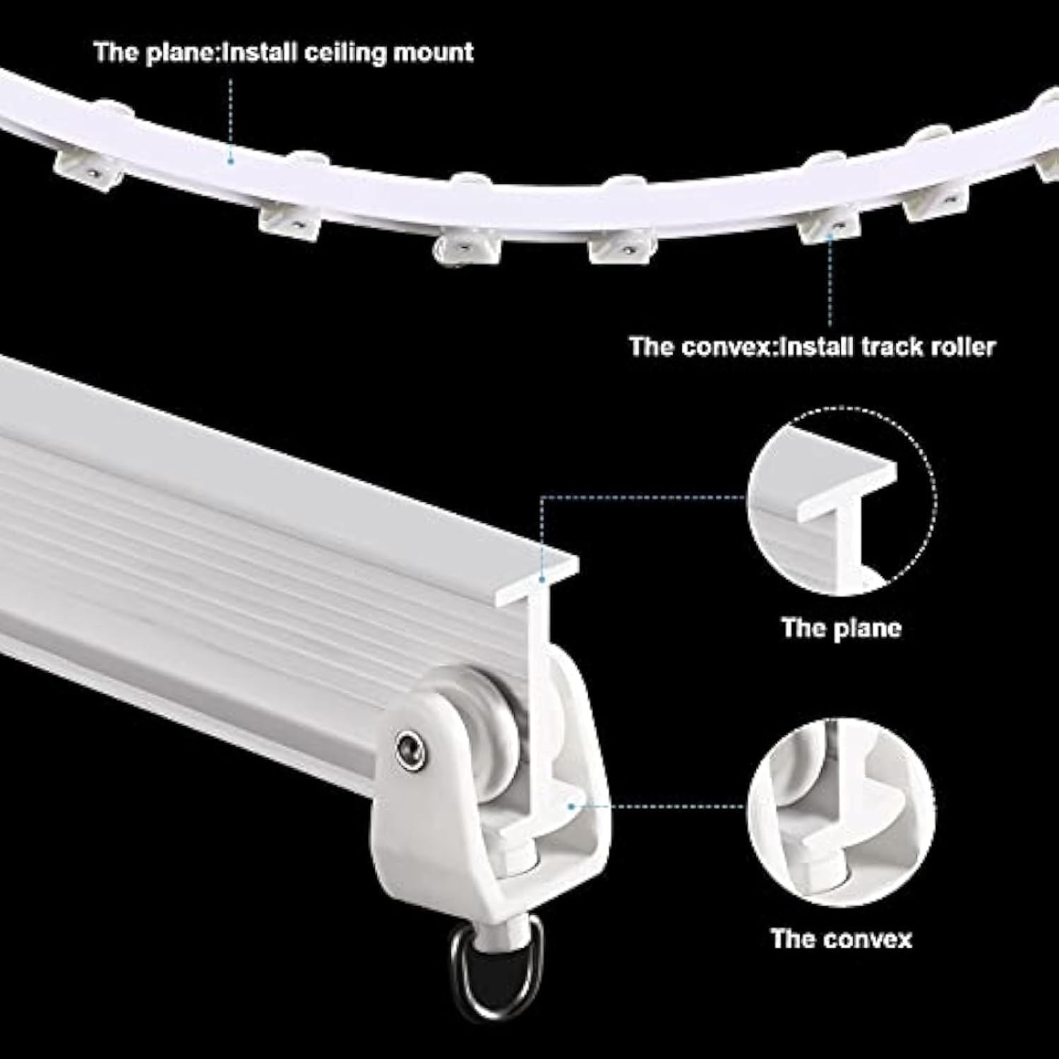lexible Bendable Ceiling Curtain Track, 9.8t/16.4t 5m , Ceiling Mount or Curtain Rail with Track, Room Divider 5 m,White