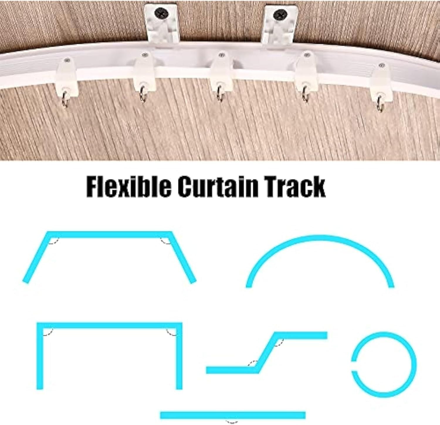 lexible Bendable Ceiling Curtain Track, 9.8t/16.4t 5m , Ceiling Mount or Curtain Rail with Track, Room Divider 5 m,White