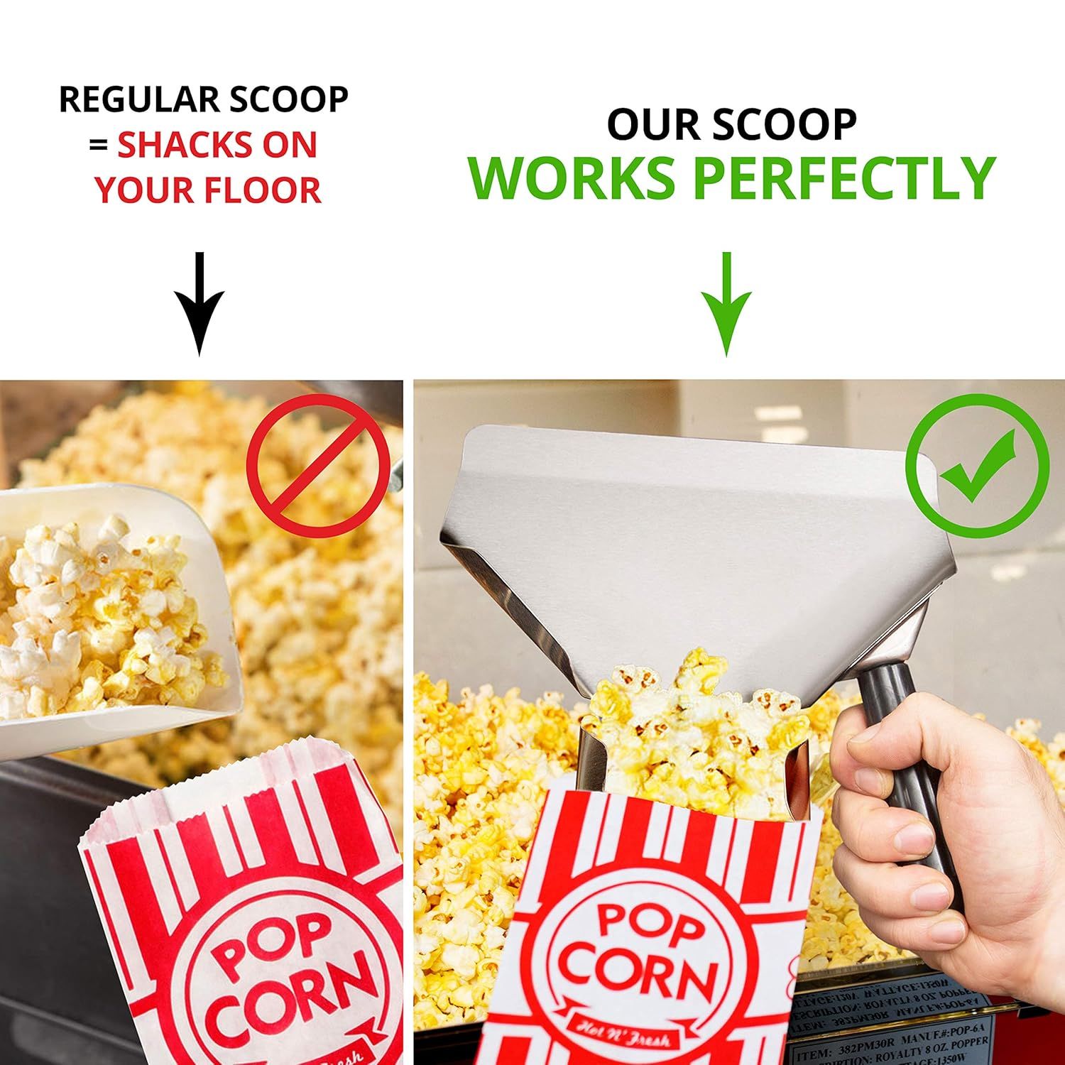 Popcorn Scoop Right Handle and Medium Holes Dredge Set - Metal Popcorn Scooper - rench ry Scoop - No Seasonings/Consumables included