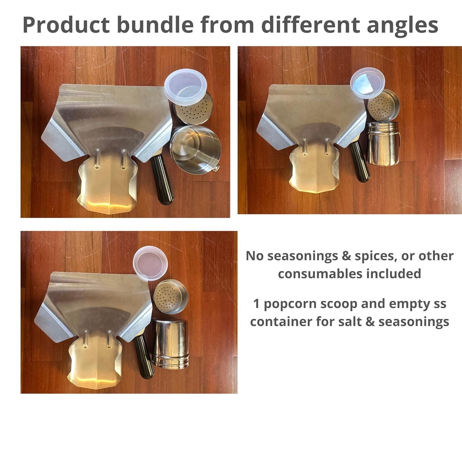Popcorn Scoop Right Handle and Medium Holes Dredge Set - Metal Popcorn Scooper - rench ry Scoop - No Seasonings/Consumables included