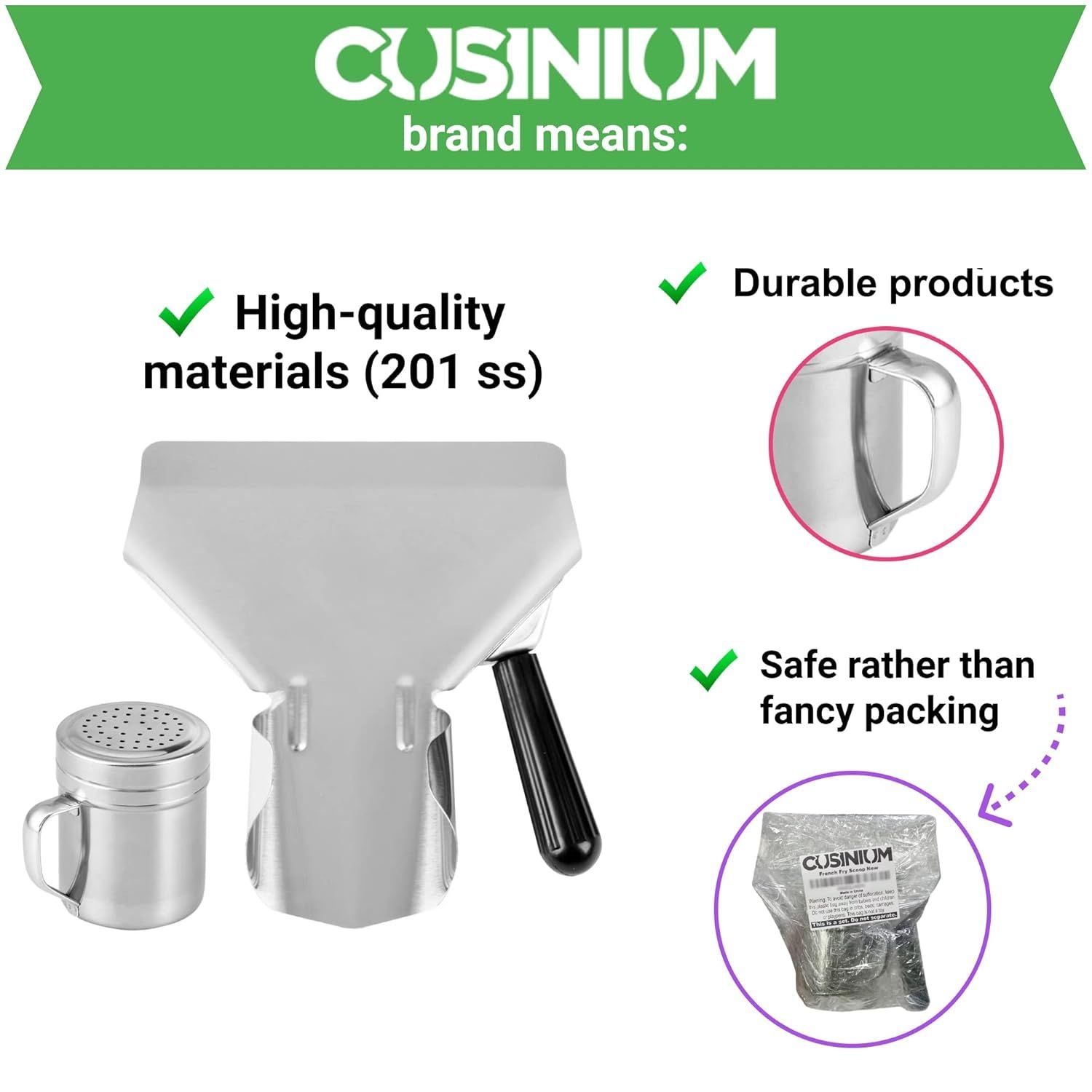 Popcorn Scoop Right Handle and Medium Holes Dredge Set - Metal Popcorn Scooper - rench ry Scoop - No Seasonings/Consumables included